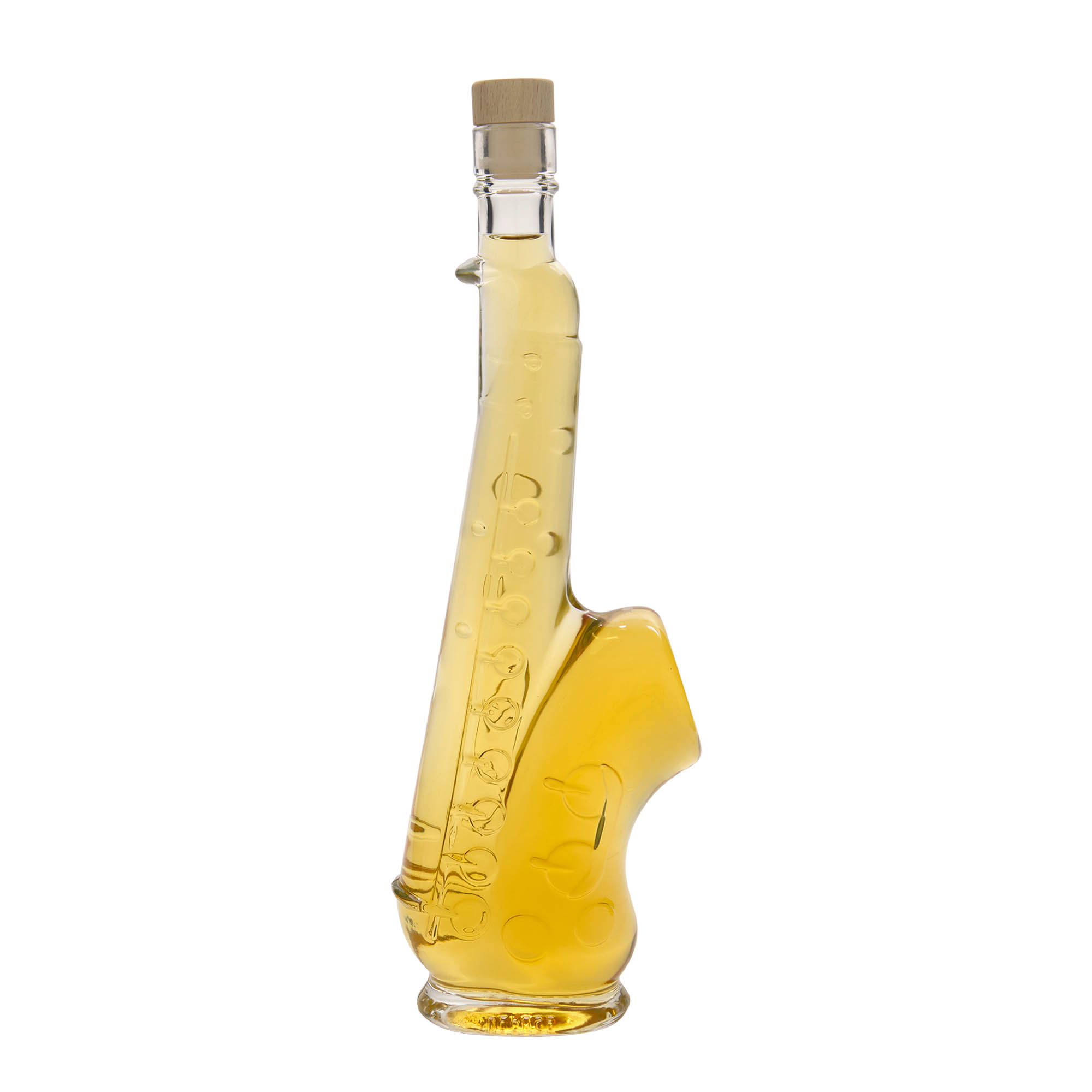 Bouteille en verre 500 ml 'Saxophone', ouverture : bouchon en liège Bouteille en verre 500 ml 'Saxophone', ouverture : bouchon en liège