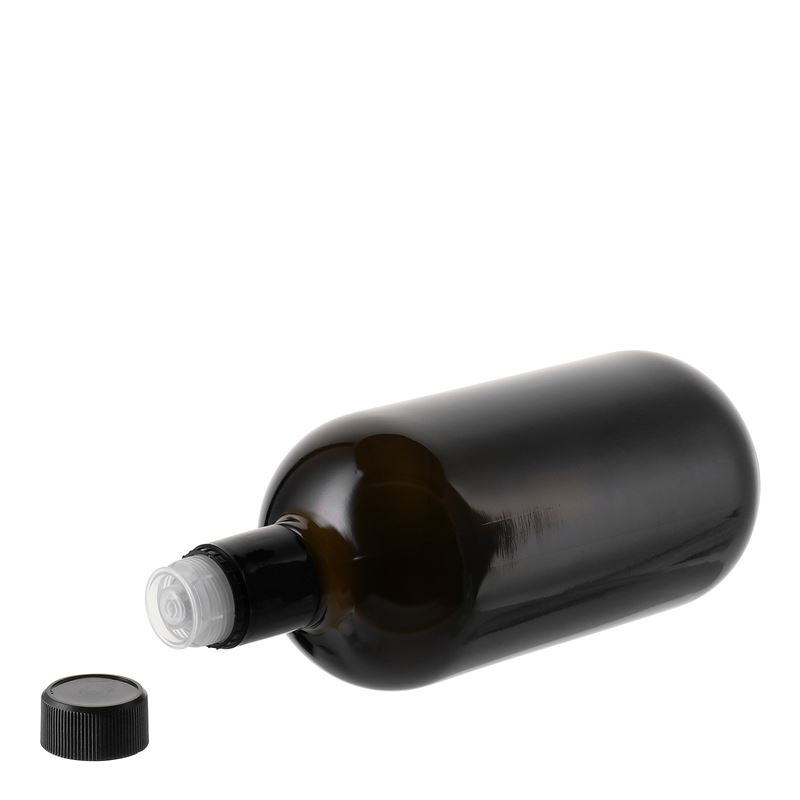 Flacon de vinaigre/huile 750 ml 'Biolio', verre, vert antique, embouchure : DOP