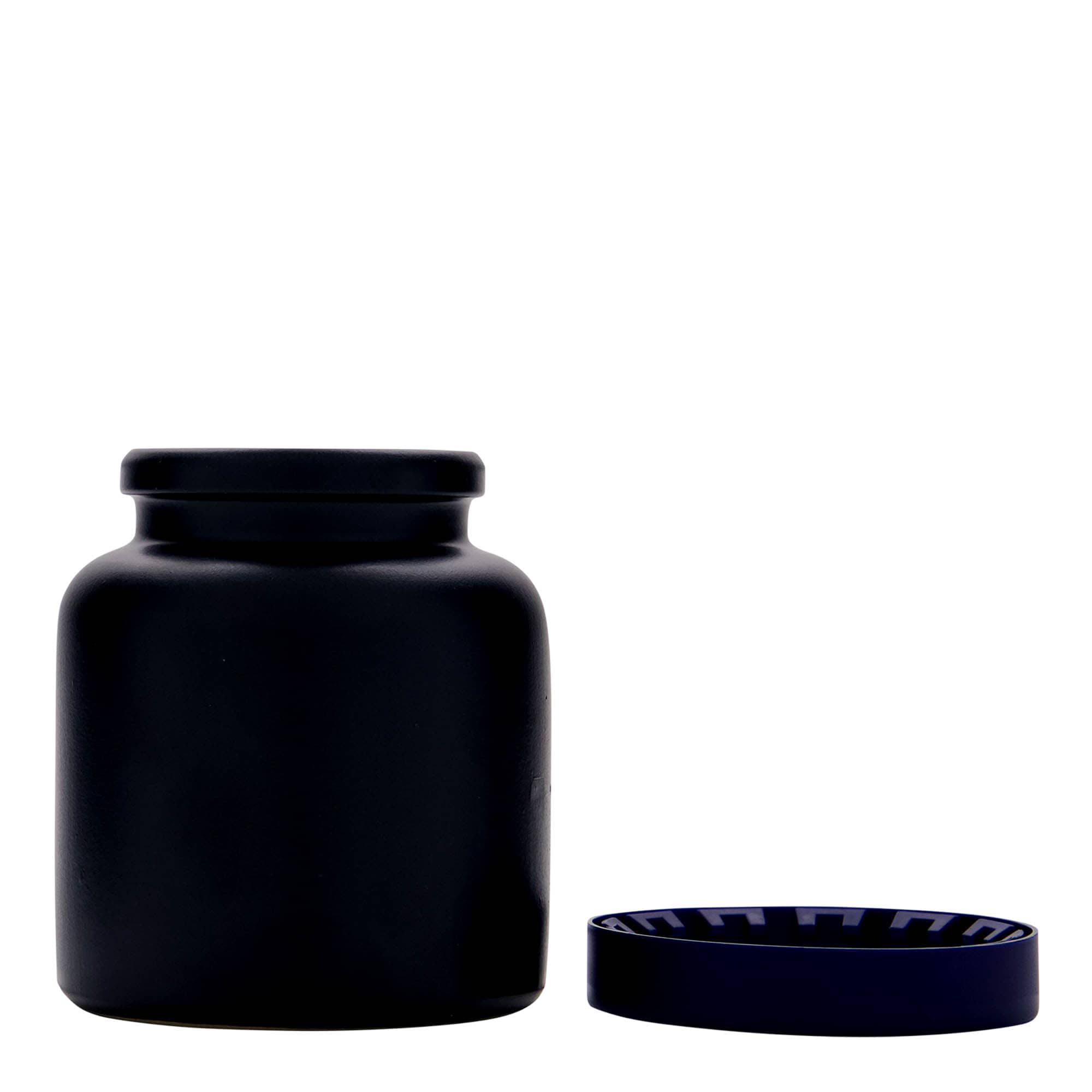 Pot en grès 270 ml, céramique, noir, ouverture : couvercle à emboîtement