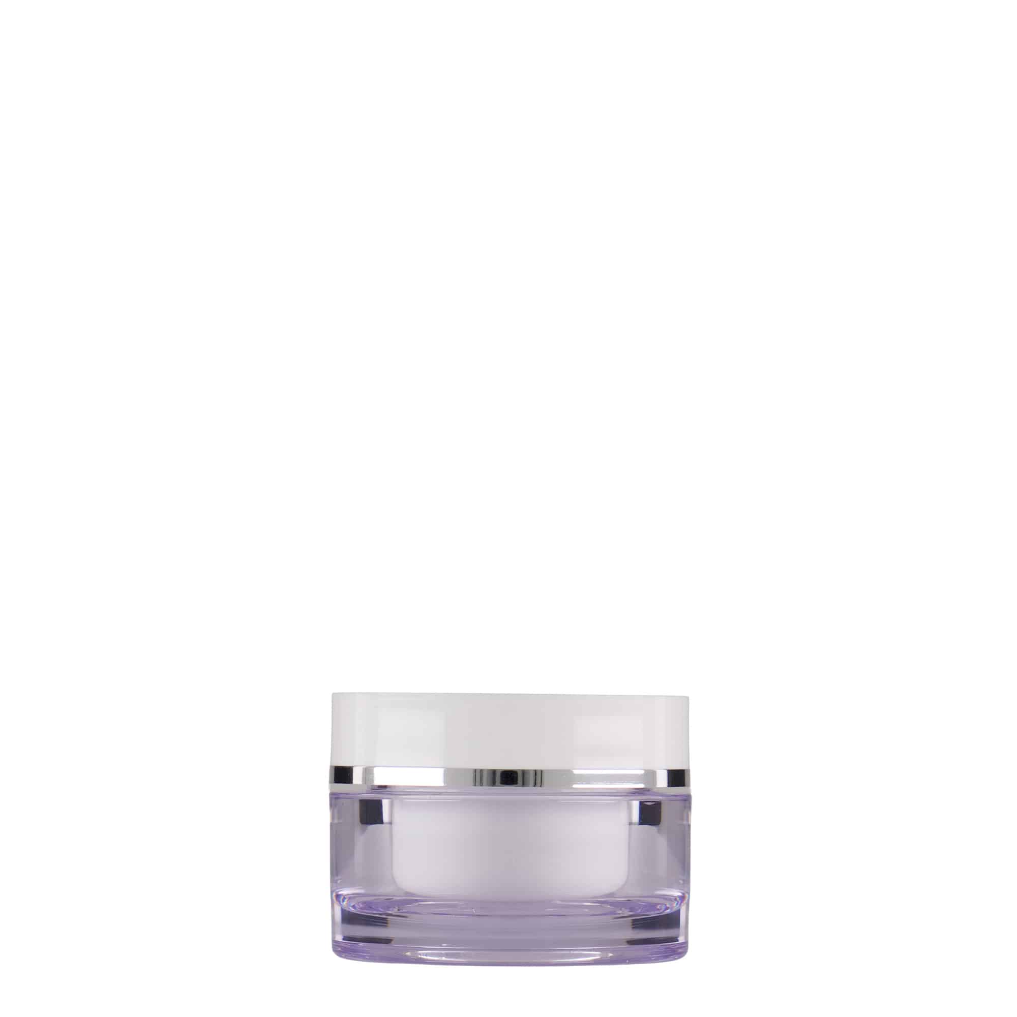 Pot 10 ml , plastique SAN, blanc, bouchage: Bougage à vis