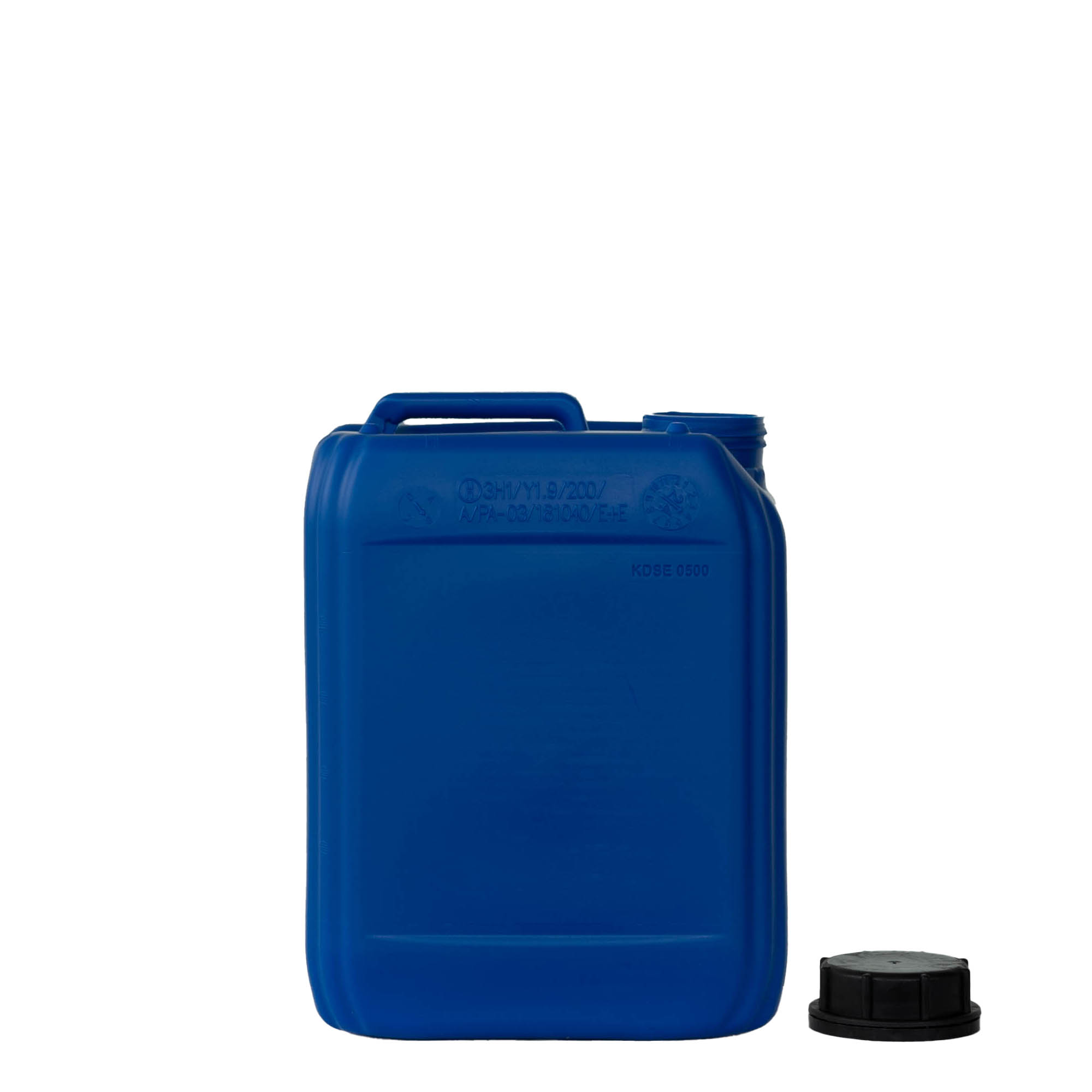 Bidon de 5 l, rectangulaire, plastique HDPE, bleu, ouverture : ND 55