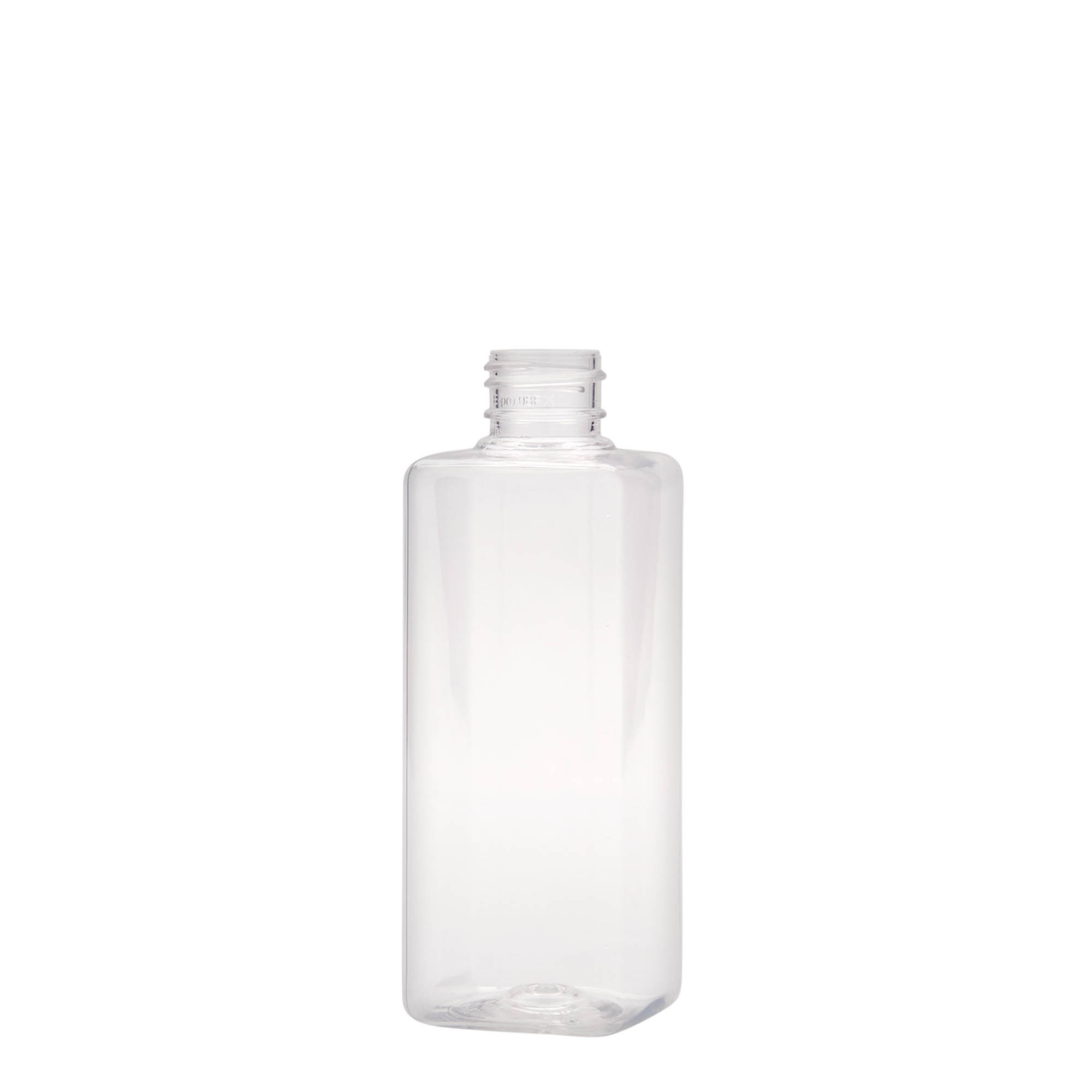 Bouteille PET 200 ml « Karl », carrée, plastique, goulot : 24/410 Bouteille PET 200 ml « Karl », carrée, plastique, goulot : 24/410