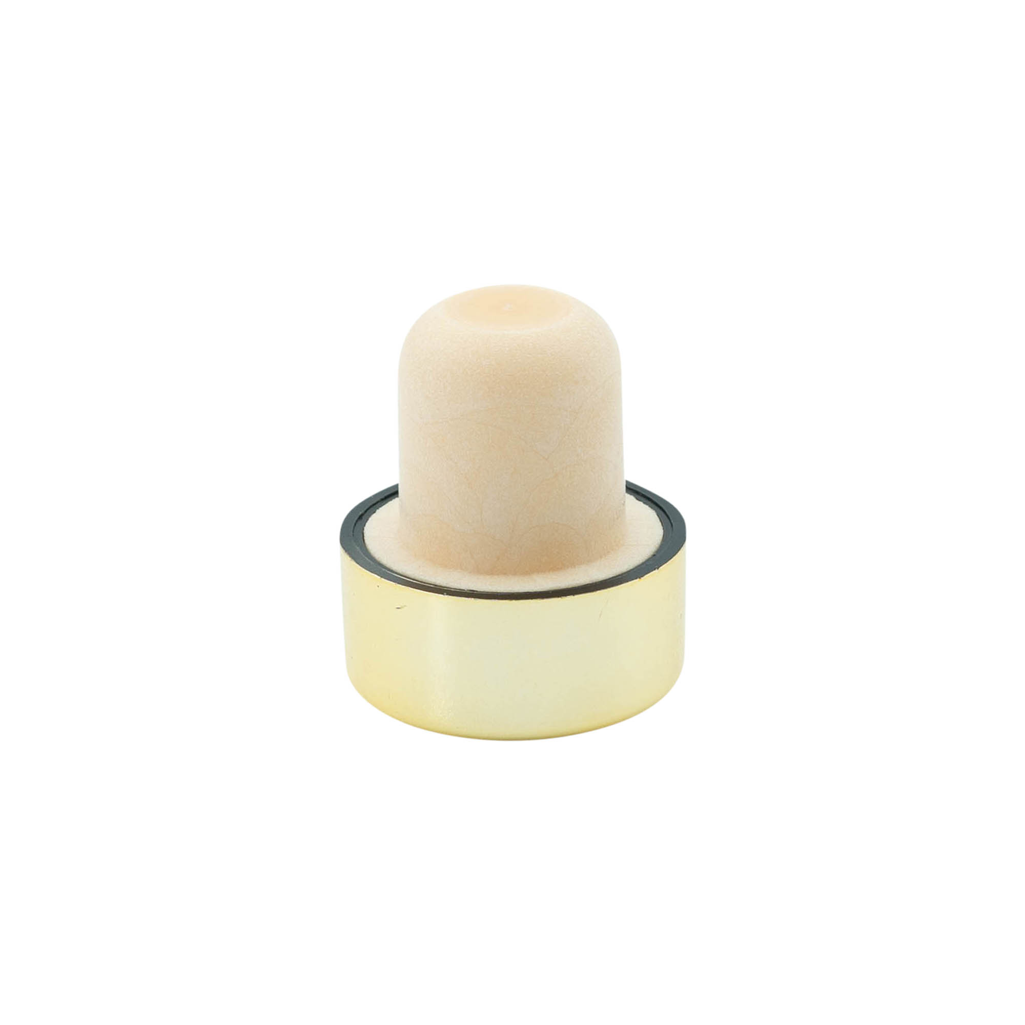 Bouchon à prise 19 mm, plastique, doré, pour embouchure : liège Bouchon à prise 19 mm, plastique, doré, pour embouchure : liège