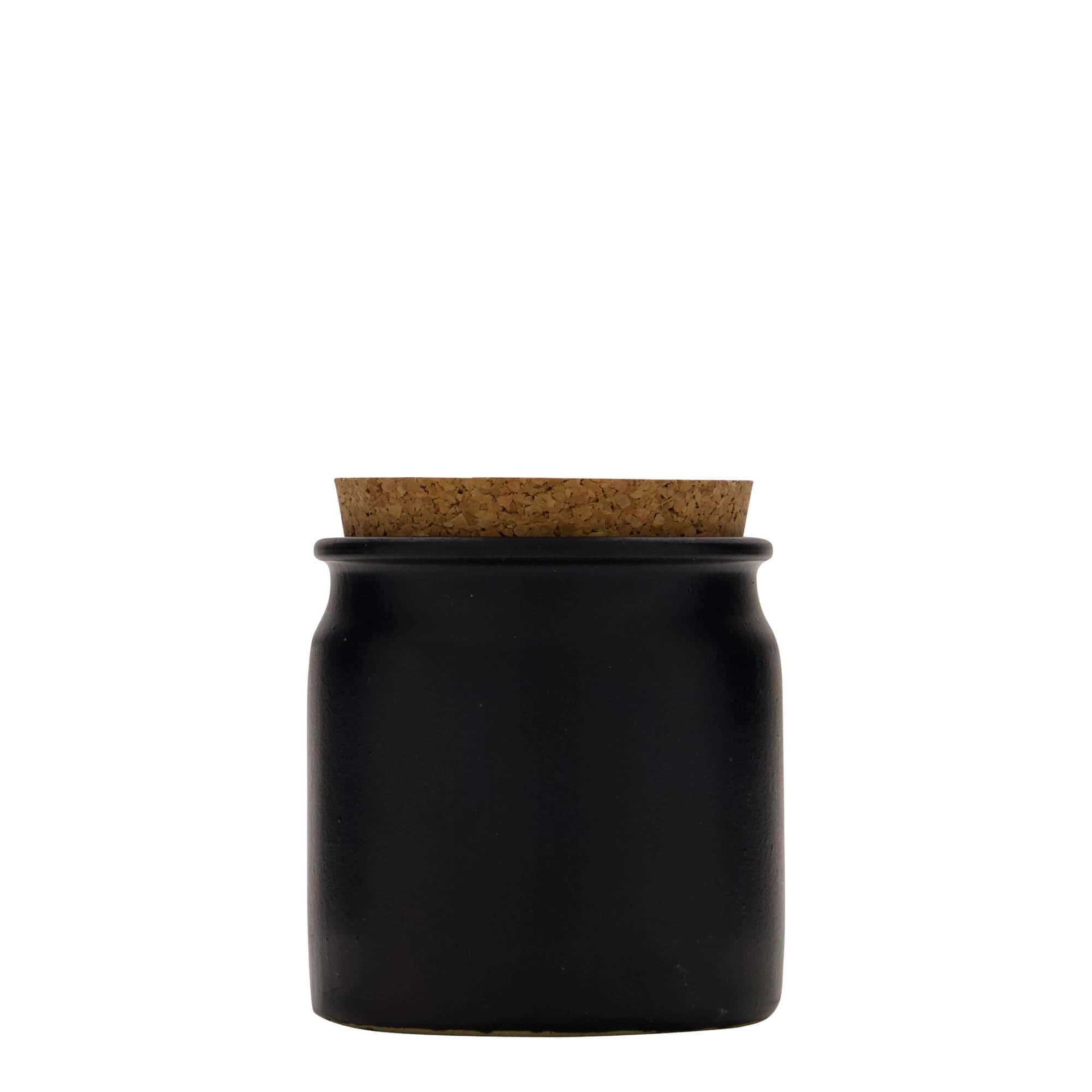 Pot en grès 160 ml, céramique, noir, ouverture : liège
