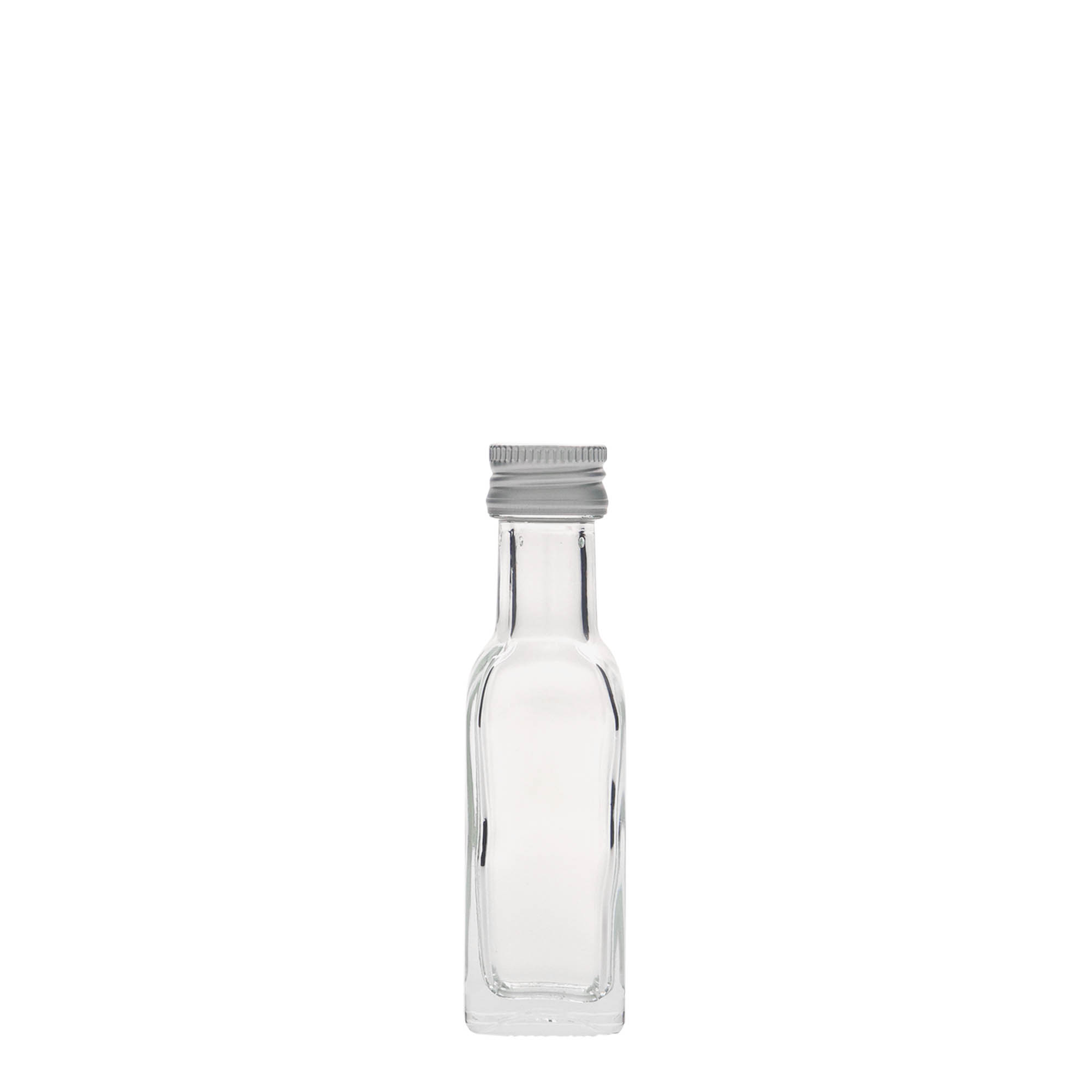 Flacon en verre 20 ml « Marasca », carré, ouverture : PP 18 Flacon en verre 20 ml « Marasca », carré, ouverture : PP 18
