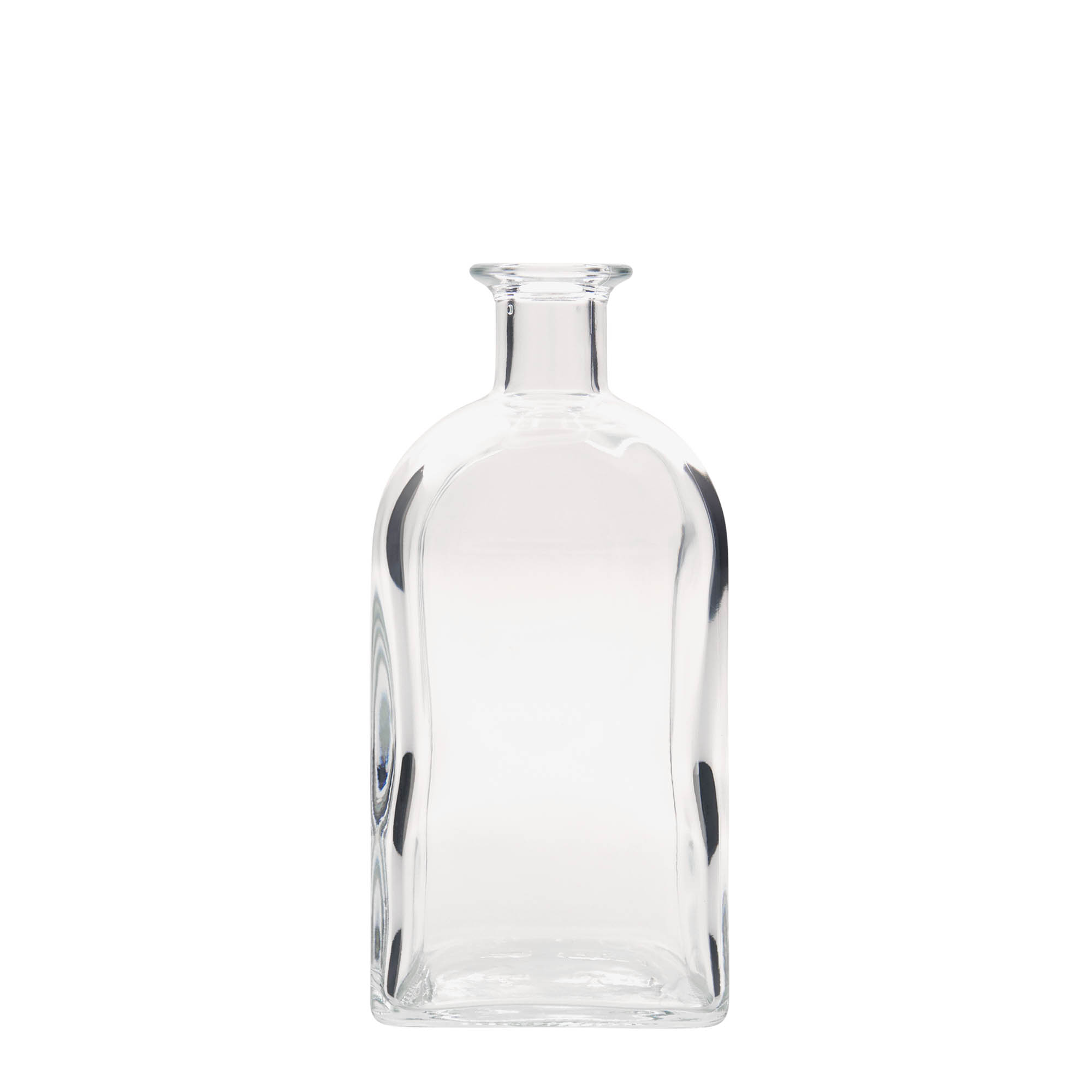 Bouteille en verre 700 ml Apotheker Carré, carrée, ouverture : liège Bouteille en verre 700 ml Apotheker Carré, carrée, ouverture : liège