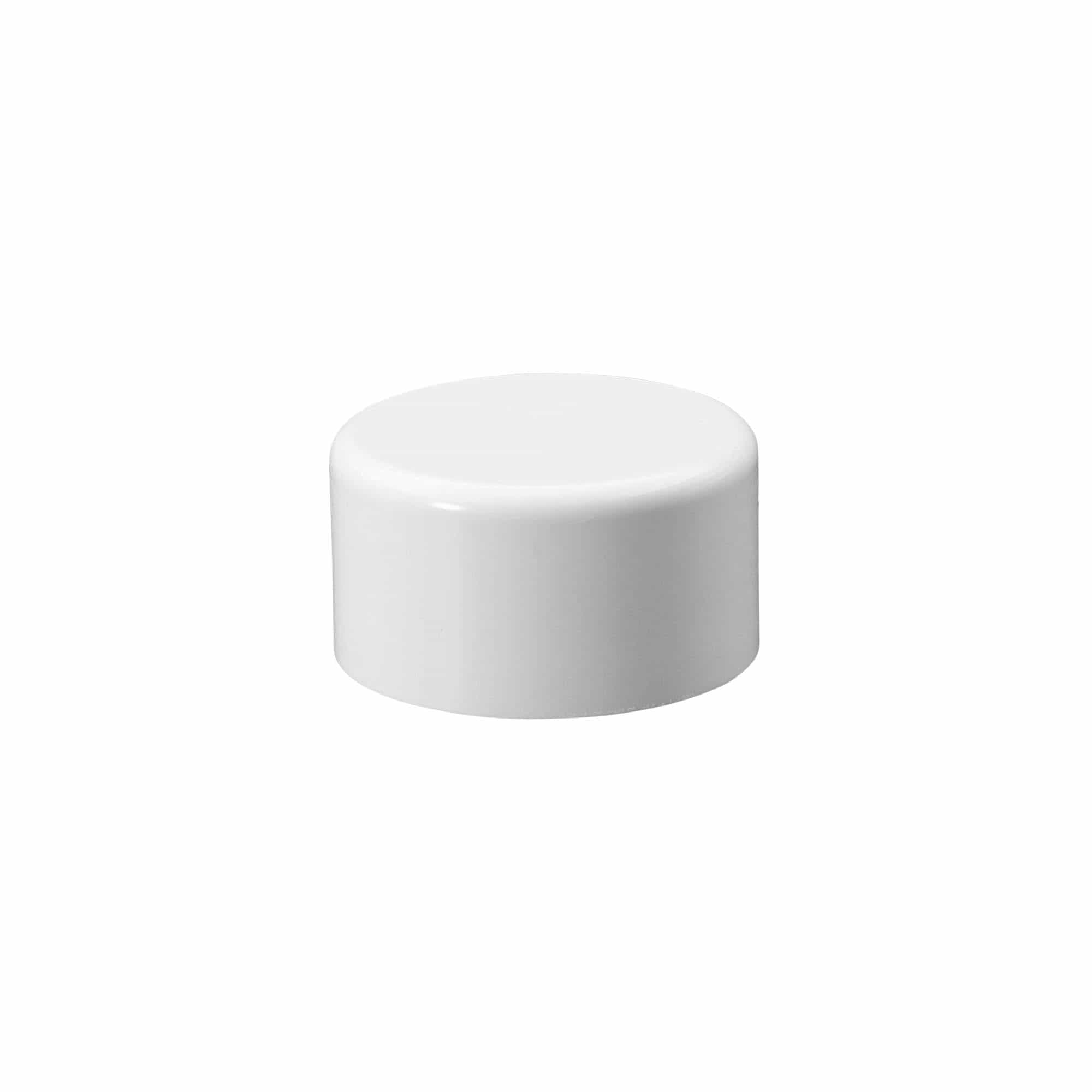 Bouchon à vis pour flacon rond avec insert de seringue, plastique PE, blanc, pour ouverture : DIN 25