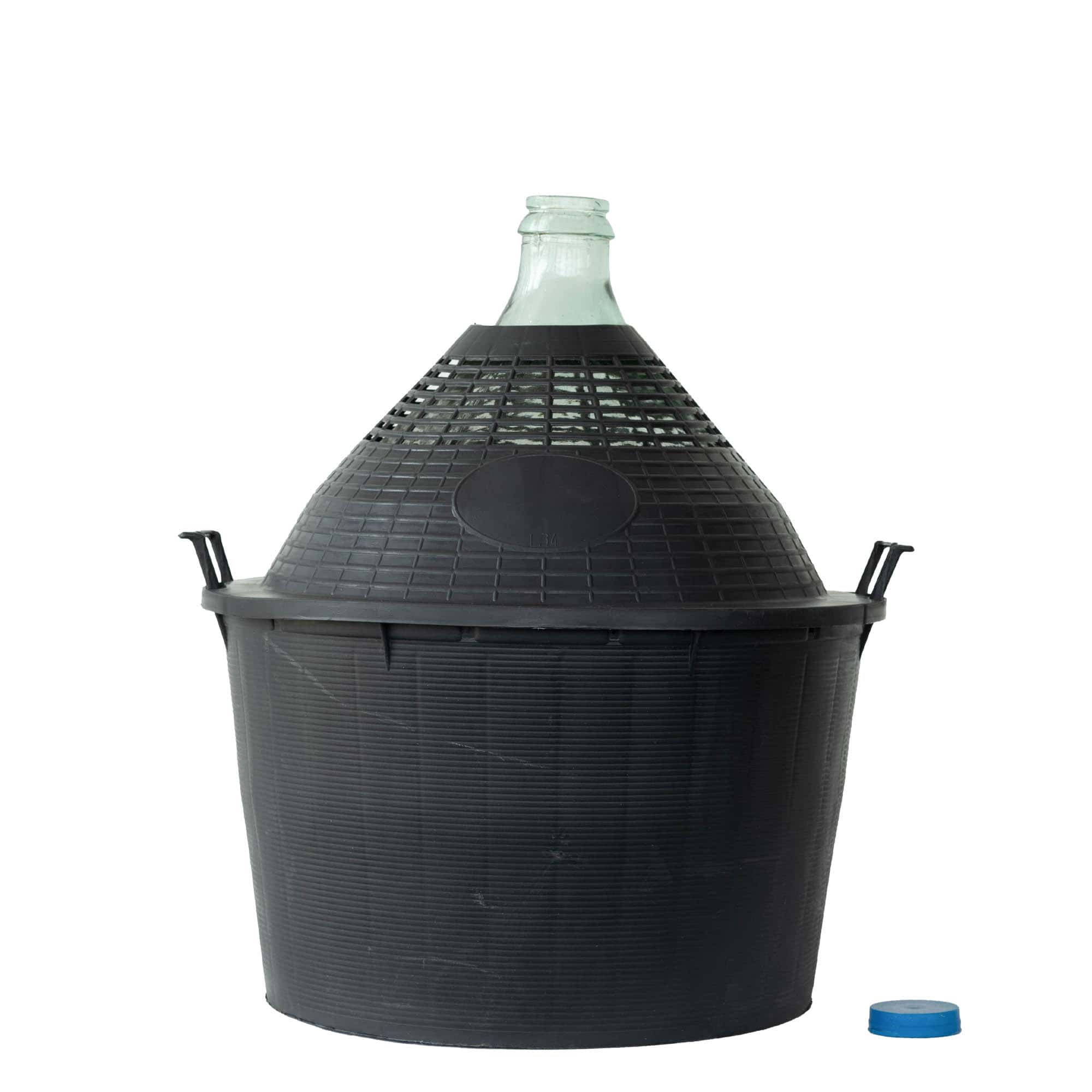 Dame-jeanne 34 l à col étroit, verre, bouchage: couvercle cloche
