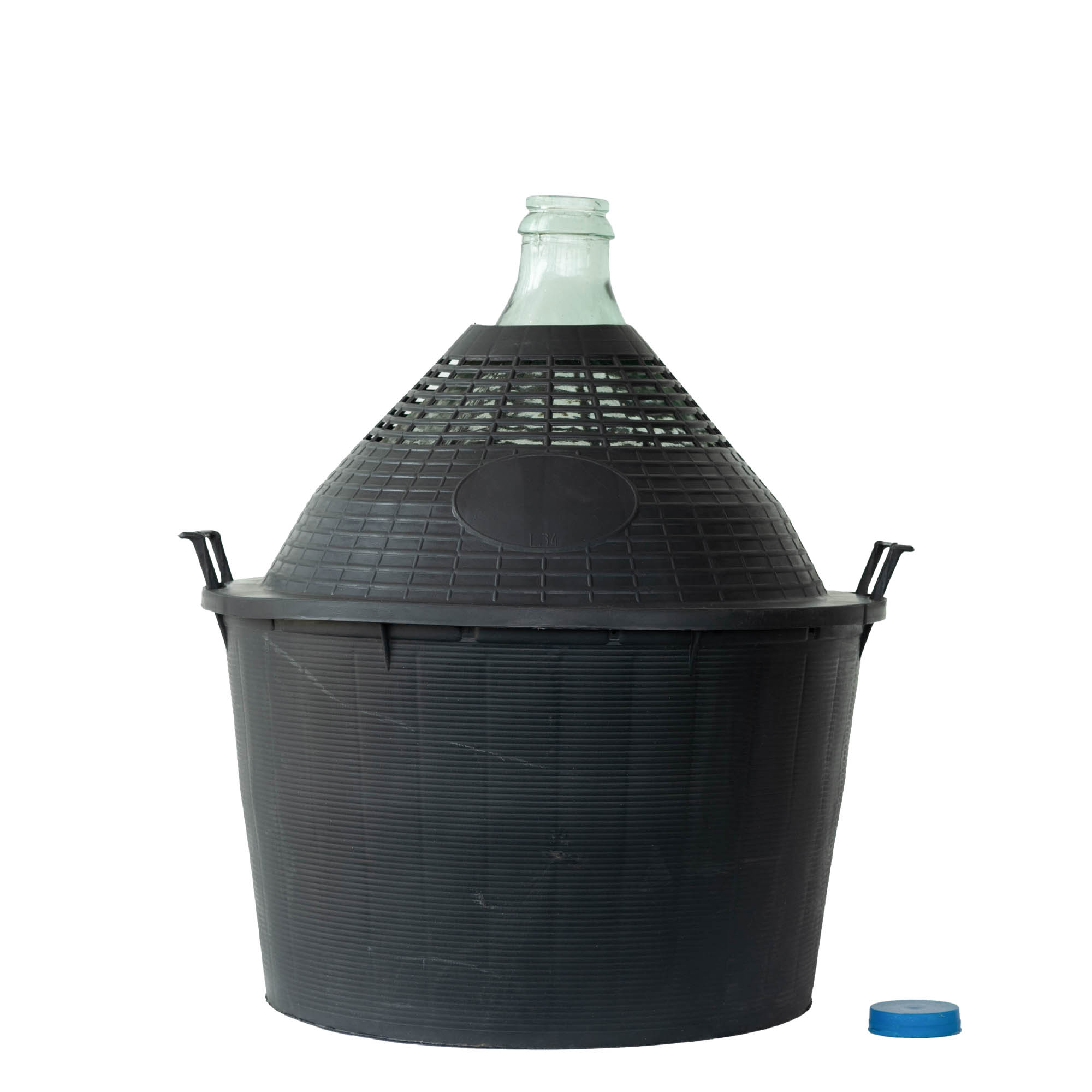 34 l bouteille ballon à col étroit, verre, ouverture : couvercle à emboîtement