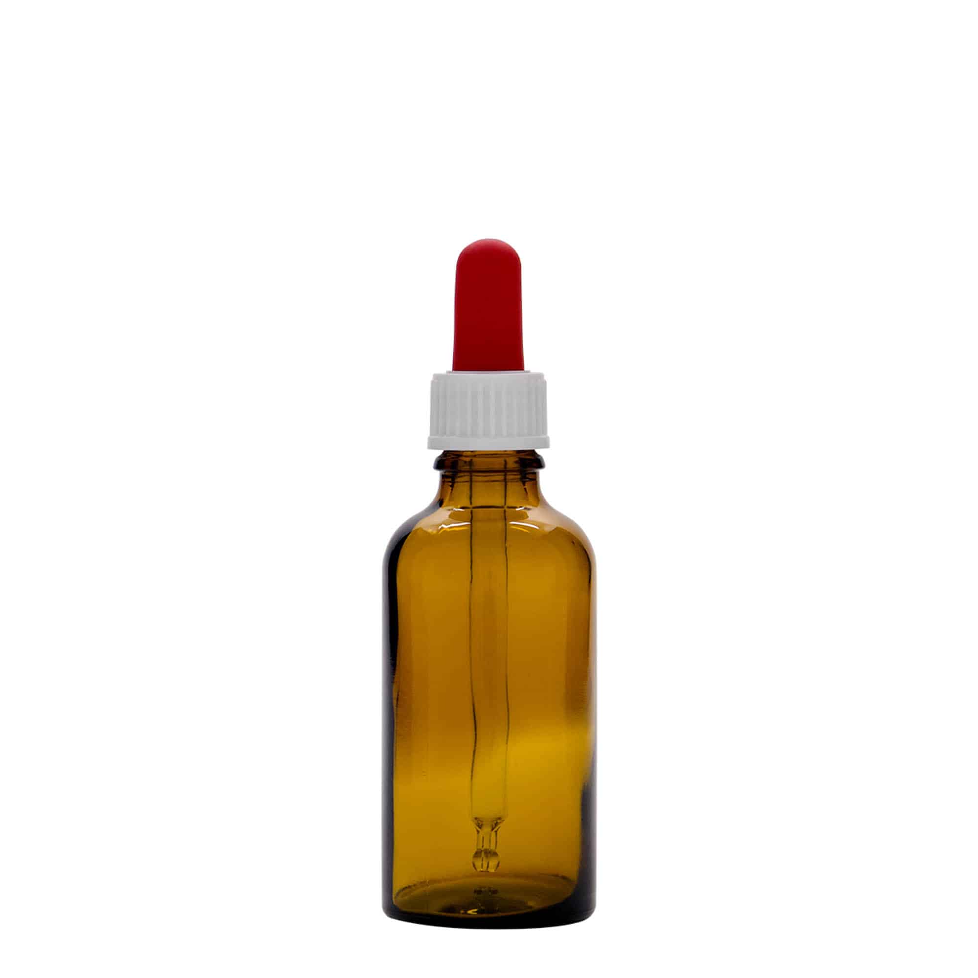Flacon compte-gouttes 50 ml Médical, verre, brun-rouge, embouchure : DIN 18