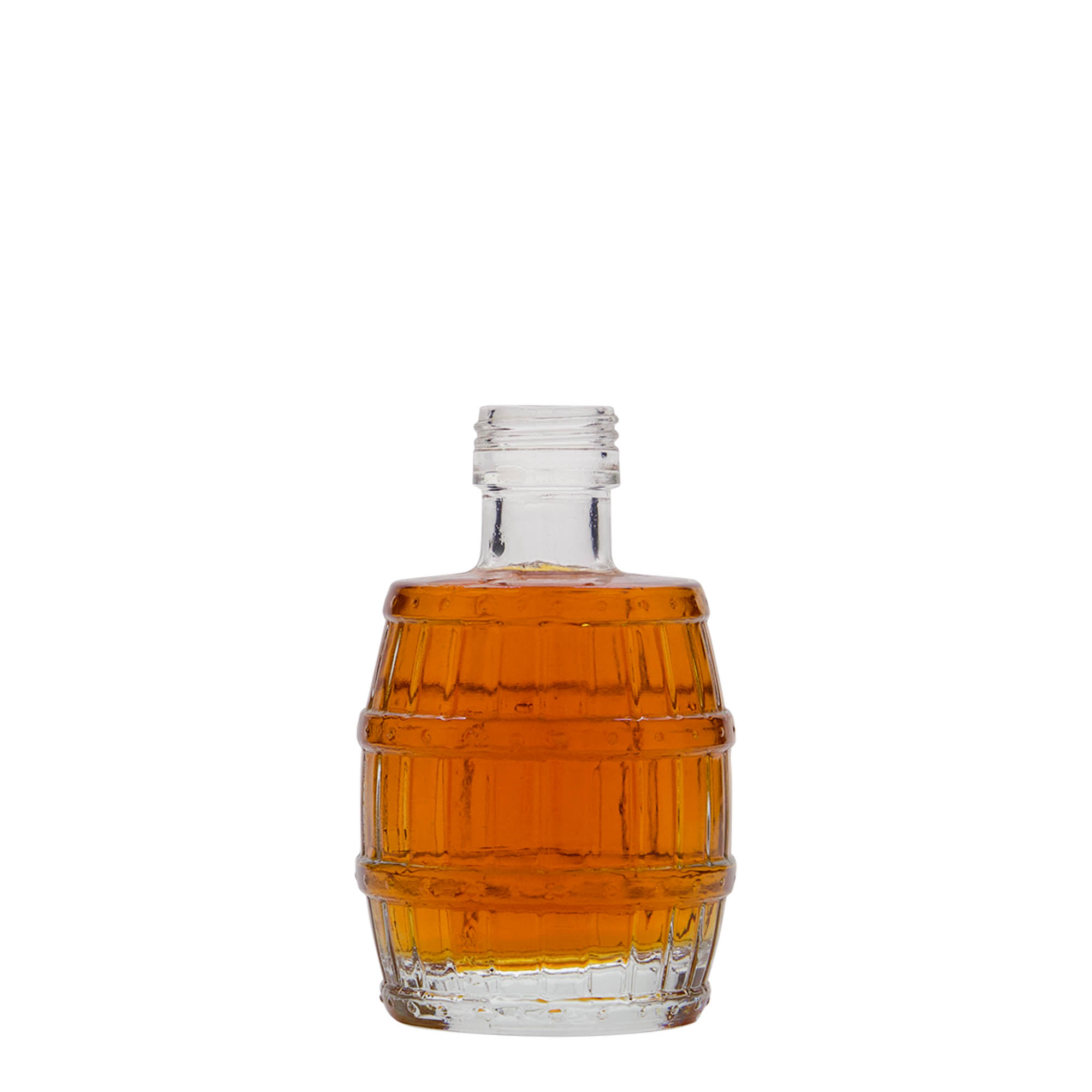Flacon en verre 100 ml « baril », ouverture : PP 24 Flacon en verre 100 ml « baril », ouverture : PP 24