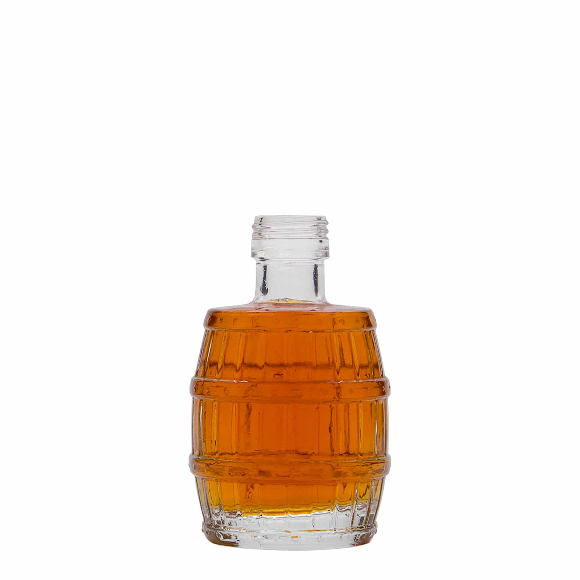 Flacon en verre 100 ml « baril », ouverture : PP 24 Flacon en verre 100 ml « baril », ouverture : PP 24