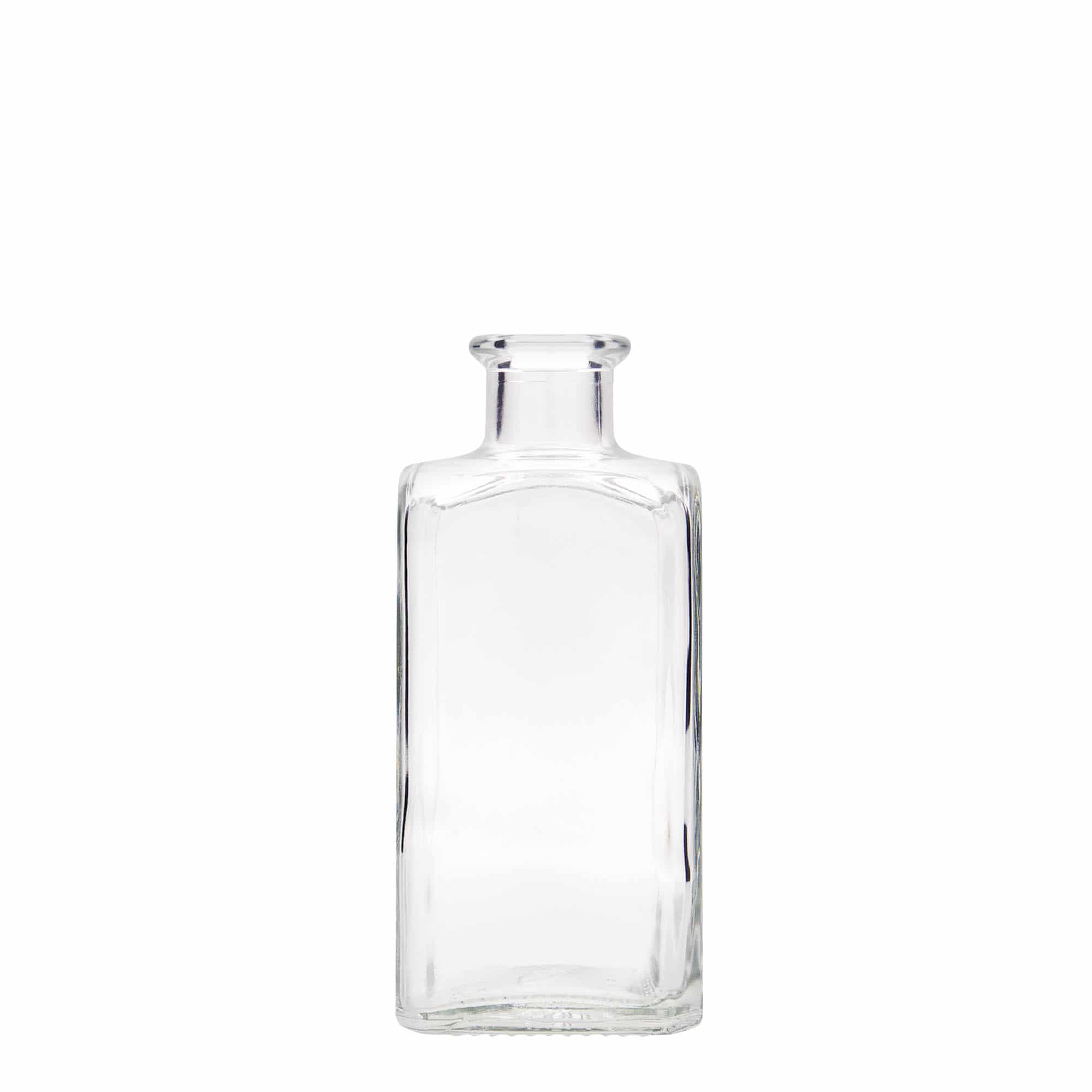 Bouteille en verre apothicaire 'Carré', carrée 250 ml, col : liège