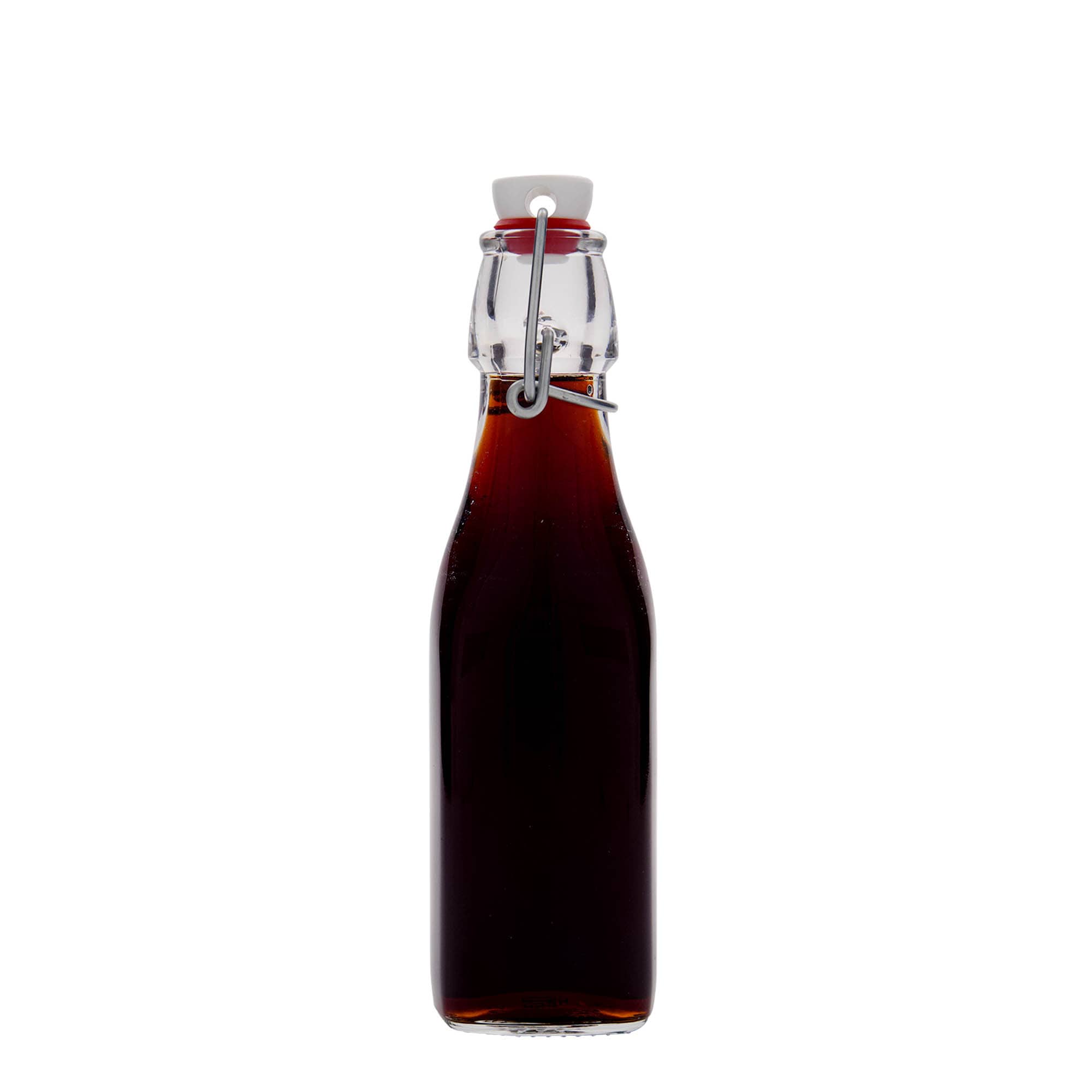 Bouteille en verre 250 ml « Swing, carrée, ouverture : fermeture à bascule »