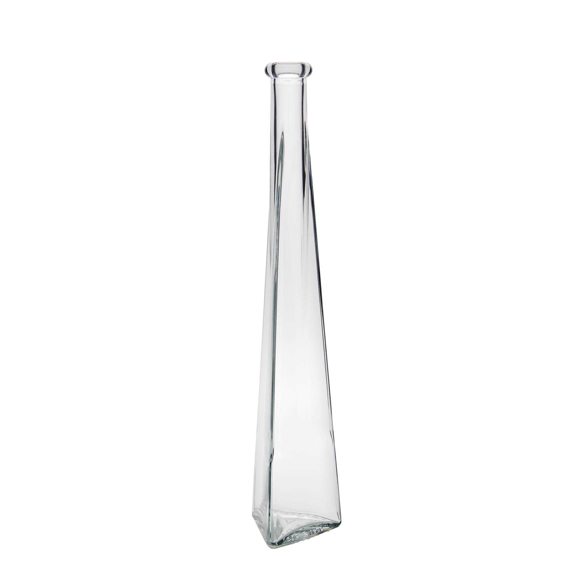 Flacon en verre de 200 ml « Dama Triangolore », triangulaire, ouverture : bouchon en liège