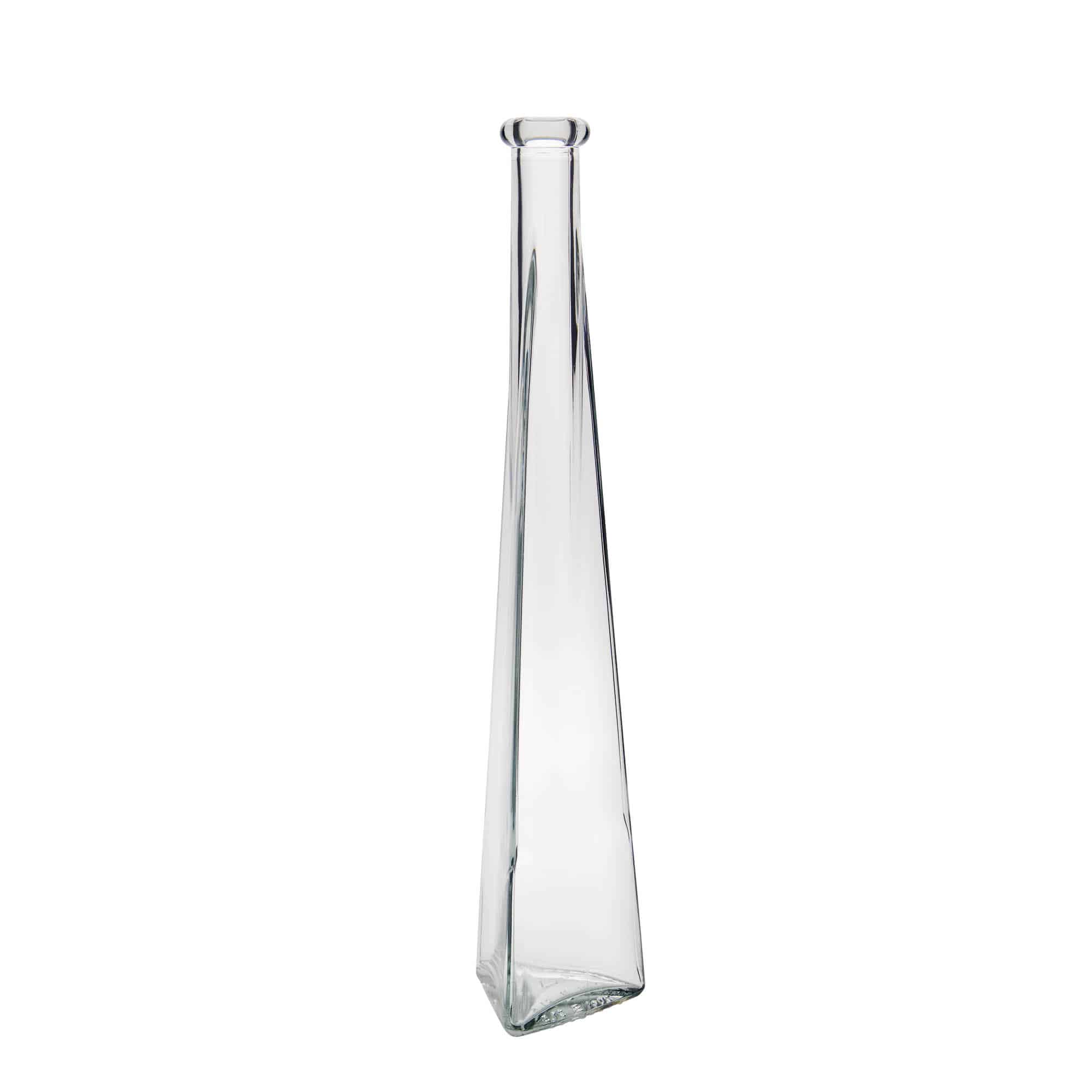 Flacon en verre de 200 ml « Dama Triangolore », triangulaire, ouverture : bouchon en liège