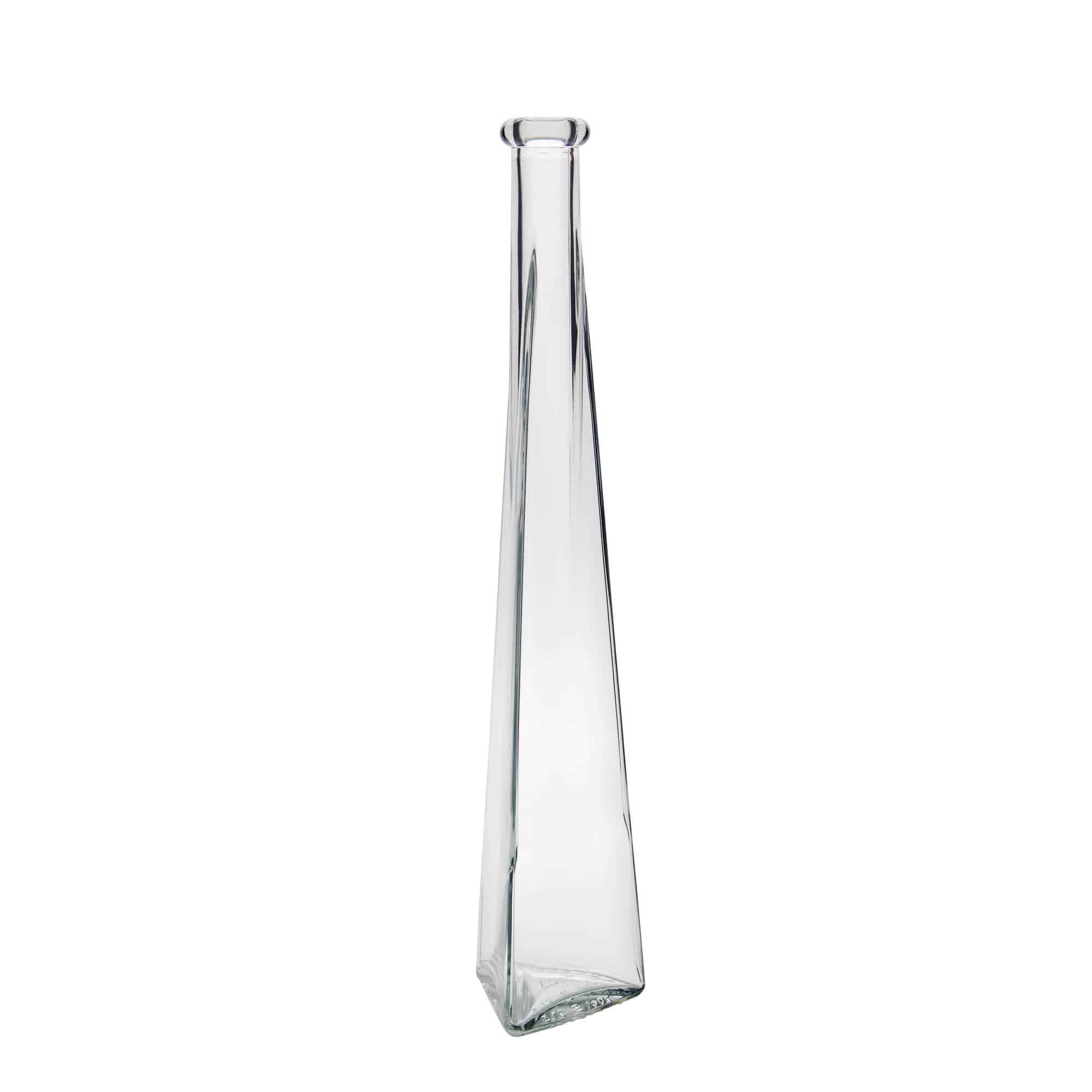 Flacon en verre de 200 ml « Dama Triangolore », triangulaire, ouverture : bouchon en liège