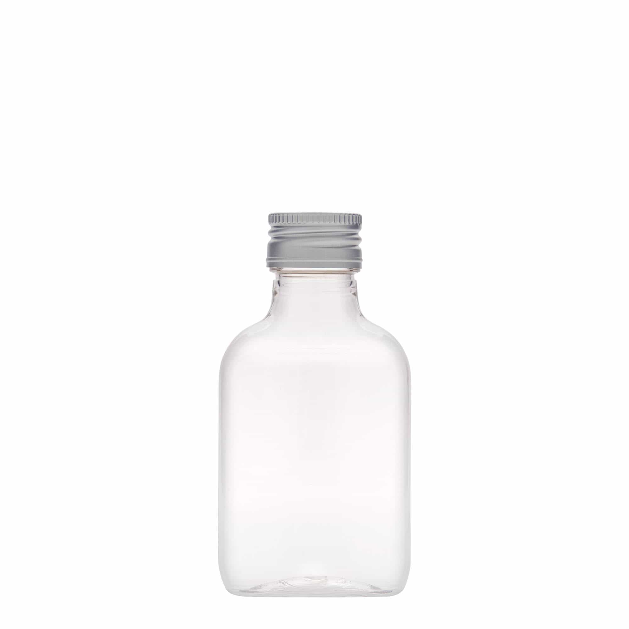 Flacon de poche 100 ml, ovale, plastique PET, ouverture : PP 28