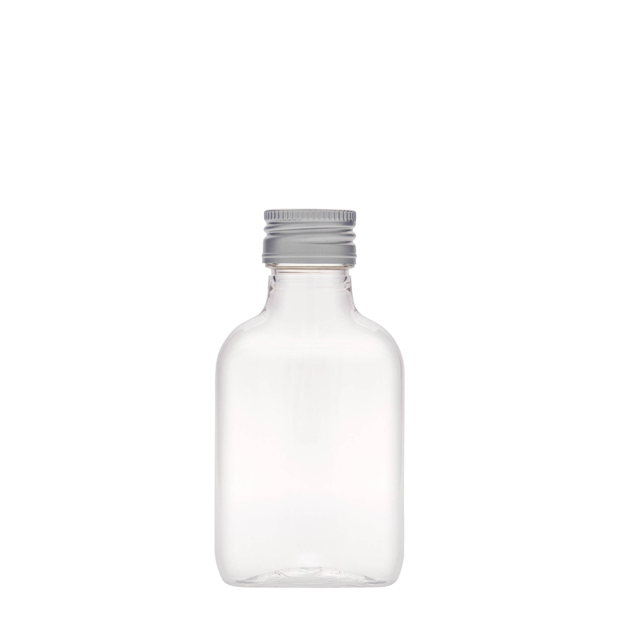 Flacon de poche 100 ml, ovale, plastique PET, ouverture : PP 28 Flacon de poche 100 ml, ovale, plastique PET, ouverture : PP 28