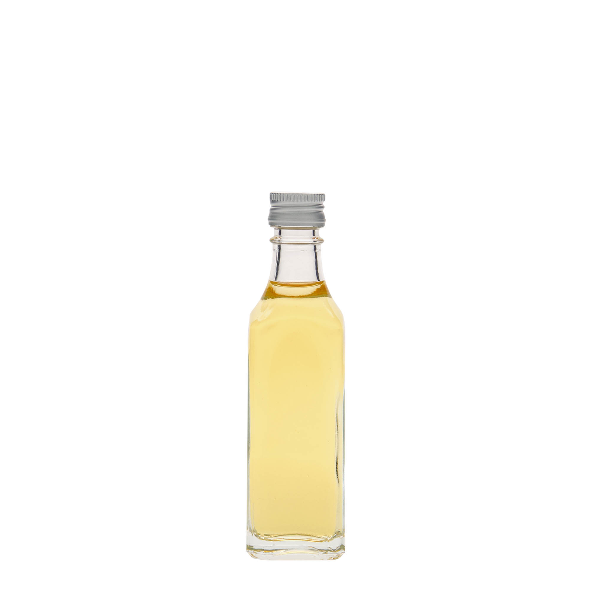 Flacon en verre 50 ml 'Siena', carré, ouverture : PP 18 Flacon en verre 50 ml 'Siena', carré, ouverture : PP 18