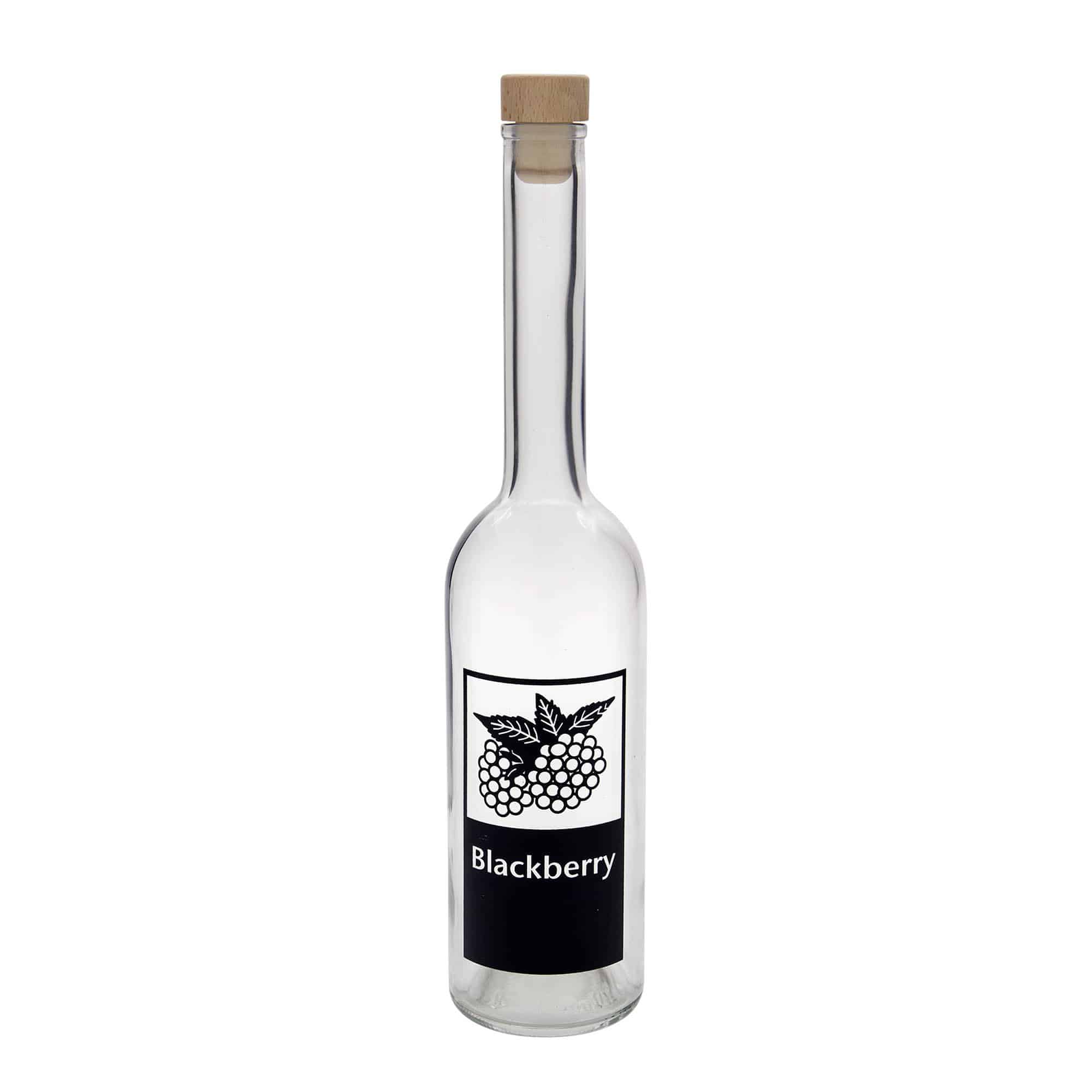 Bouteille en verre 500 ml 'Opera', motif : Mûre, ouverture : liège