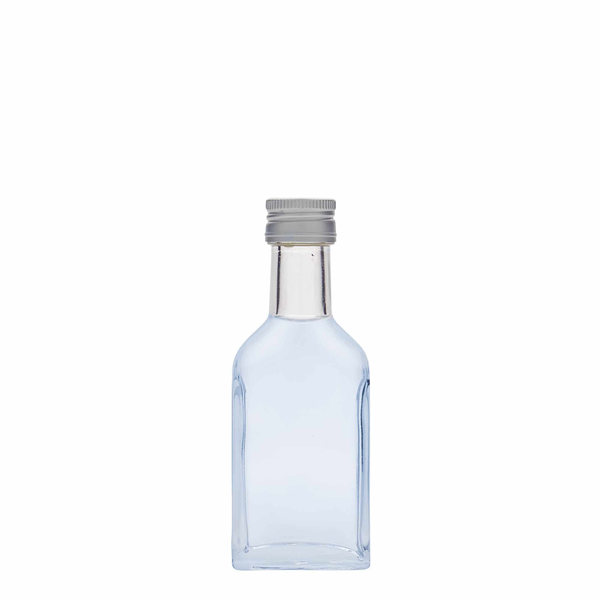 Flacon de poche 40 ml col long, rectangulaire, verre, ouverture : PP 22