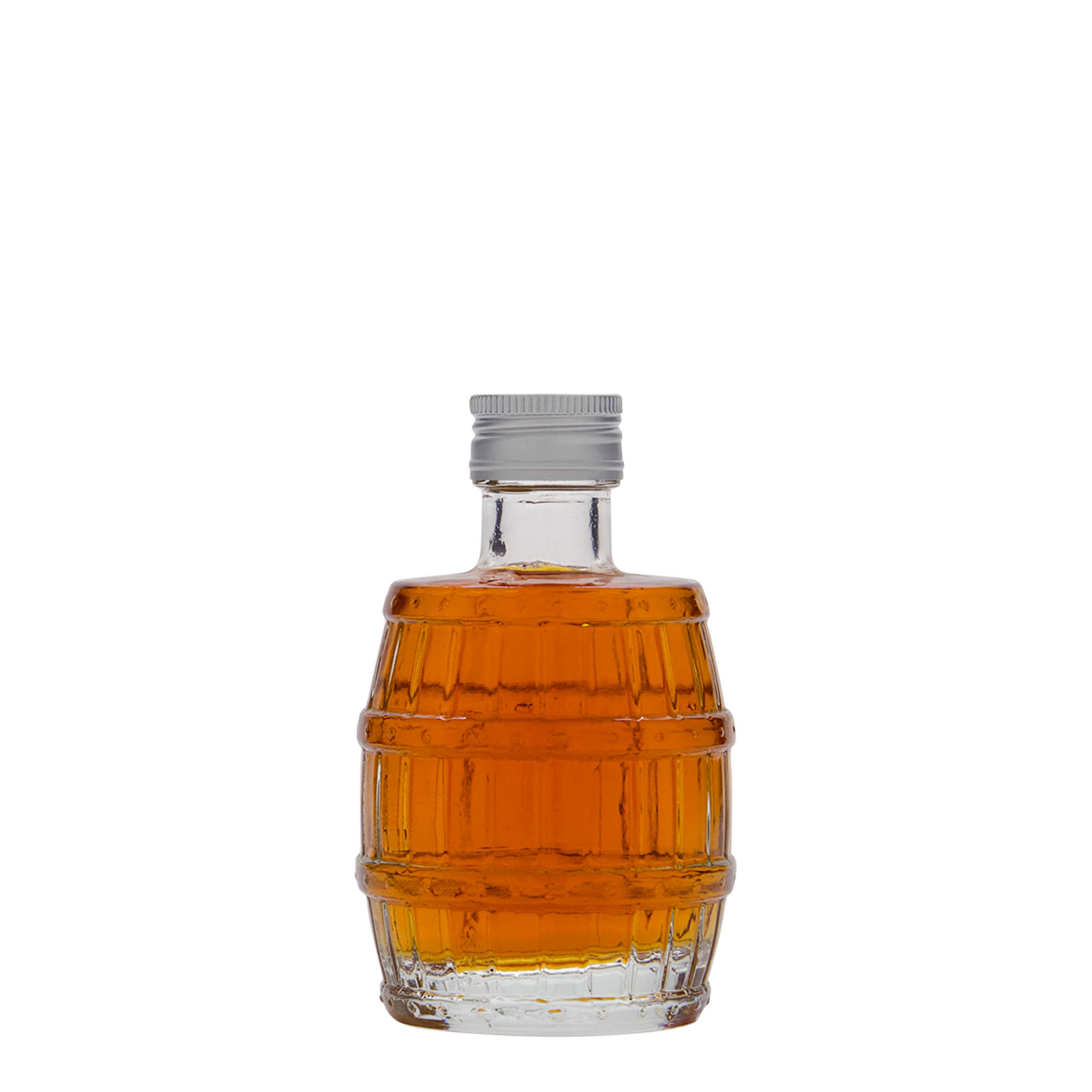 Flacon en verre 100 ml « baril », ouverture : PP 24 Flacon en verre 100 ml « baril », ouverture : PP 24