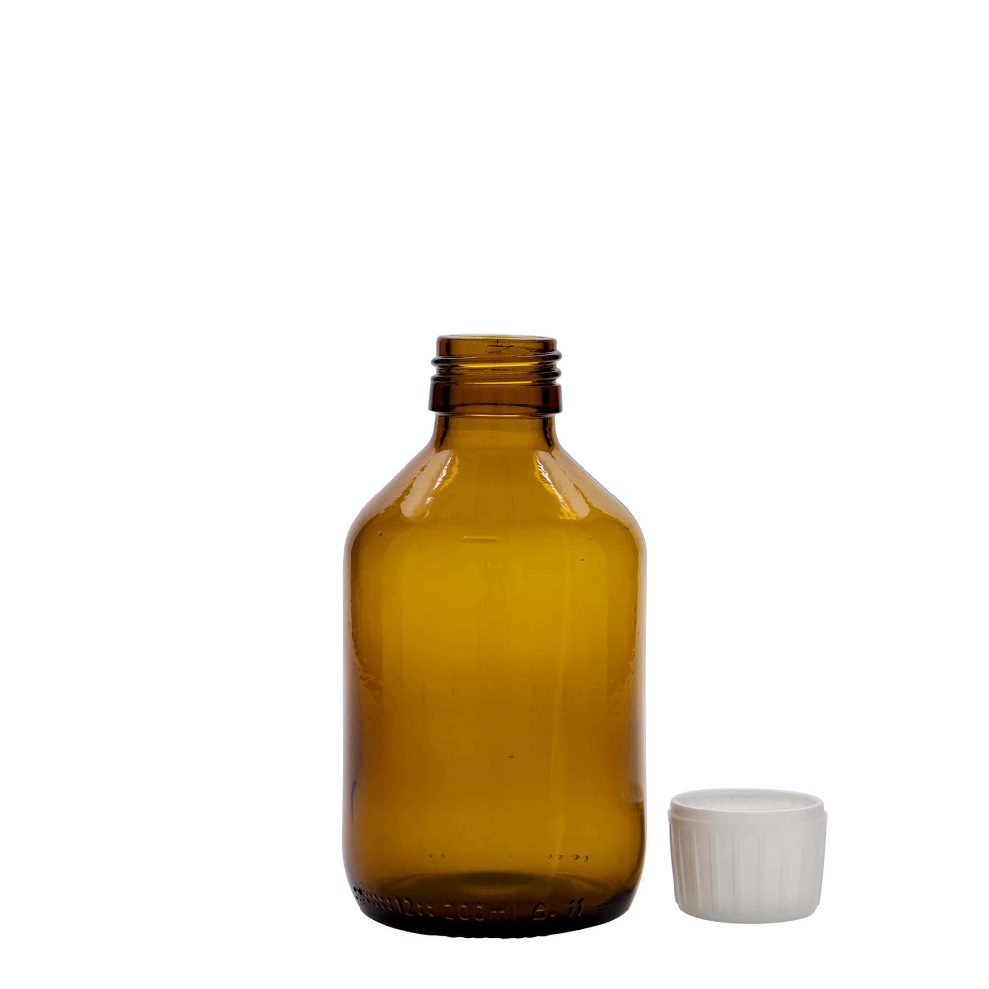 Flacon médical 200 ml, brun, verre, ouverture : PP 28