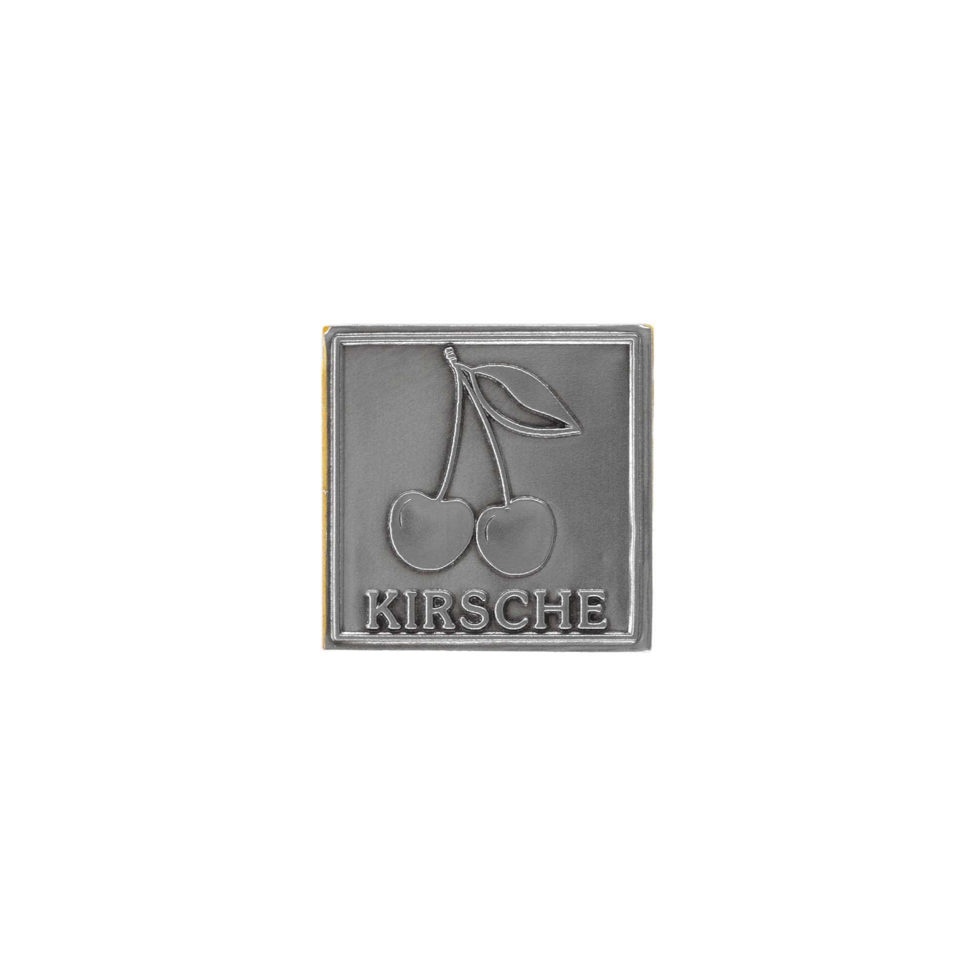 Étiquette en étain « Cerise », carrée, métal, argentée Étiquette en étain « Cerise », carrée, métal, argentée