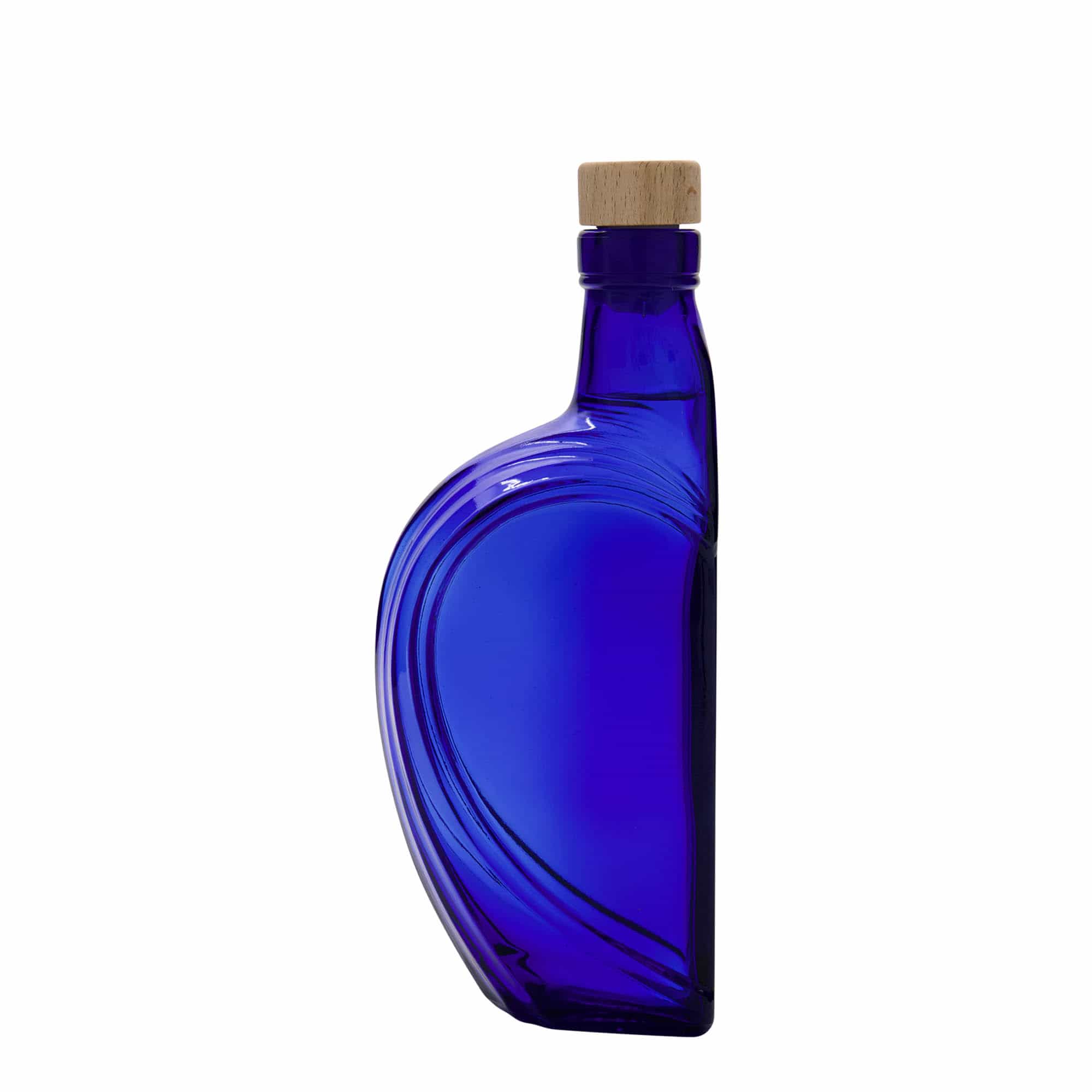 Bouteille en verre 375 ml 'Sweethearts', rectangulaire, bleu royal, ouverture : bouchon en liège