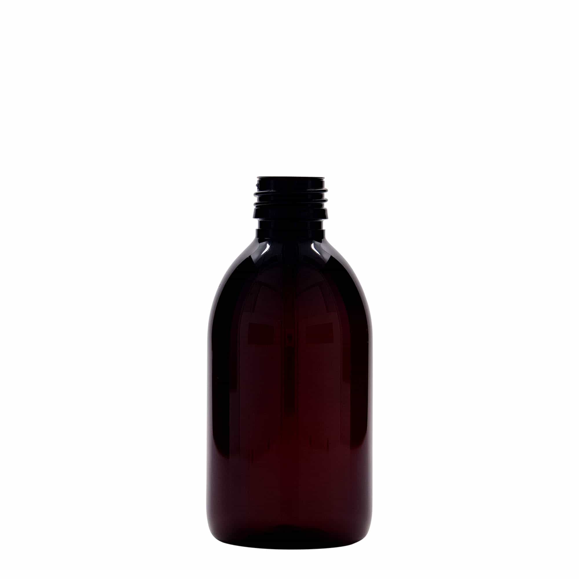 Flacon médical PET de 250 ml, brun, plastique, ouverture : PP 28 Flacon médical PET de 250 ml, brun, plastique, ouverture : PP 28