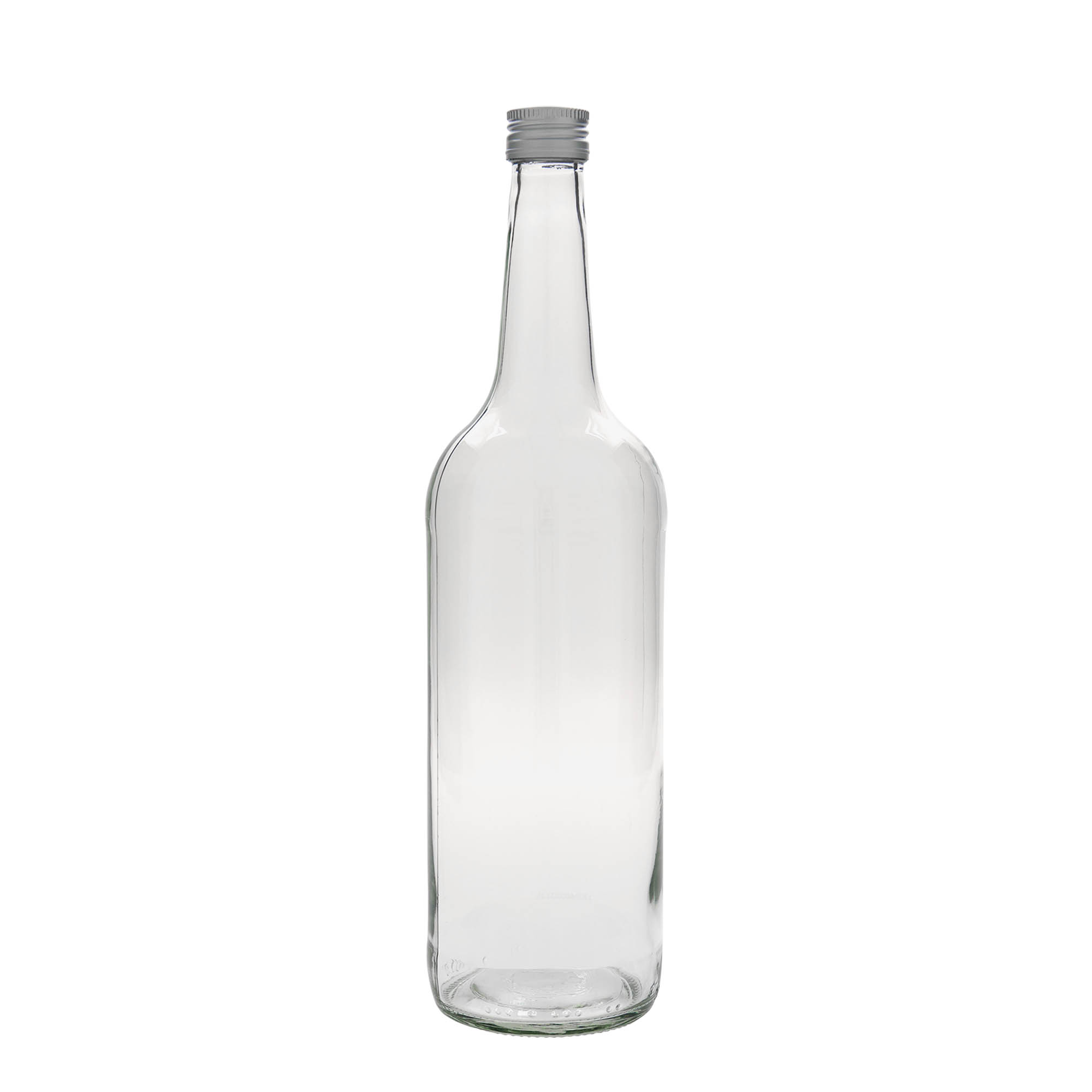 Bouteille en verre 1 000 ml, col droit, ouverture : PP 28 Bouteille en verre 1 000 ml, col droit, ouverture : PP 28