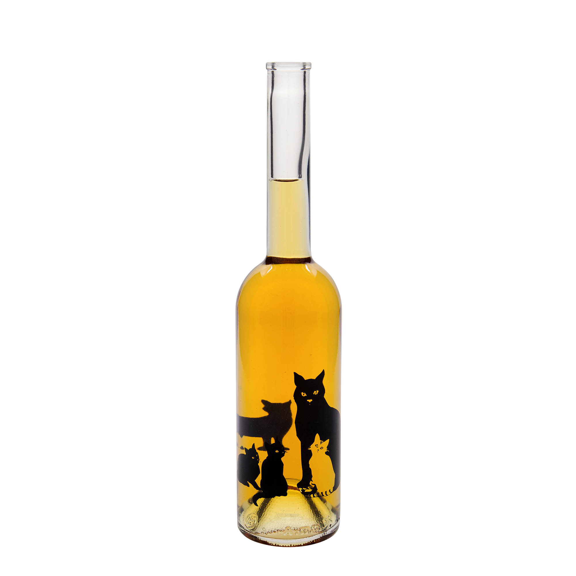 Bouteille en verre 500 ml « Opera », motif : chats, ouverture : bouchon en liège