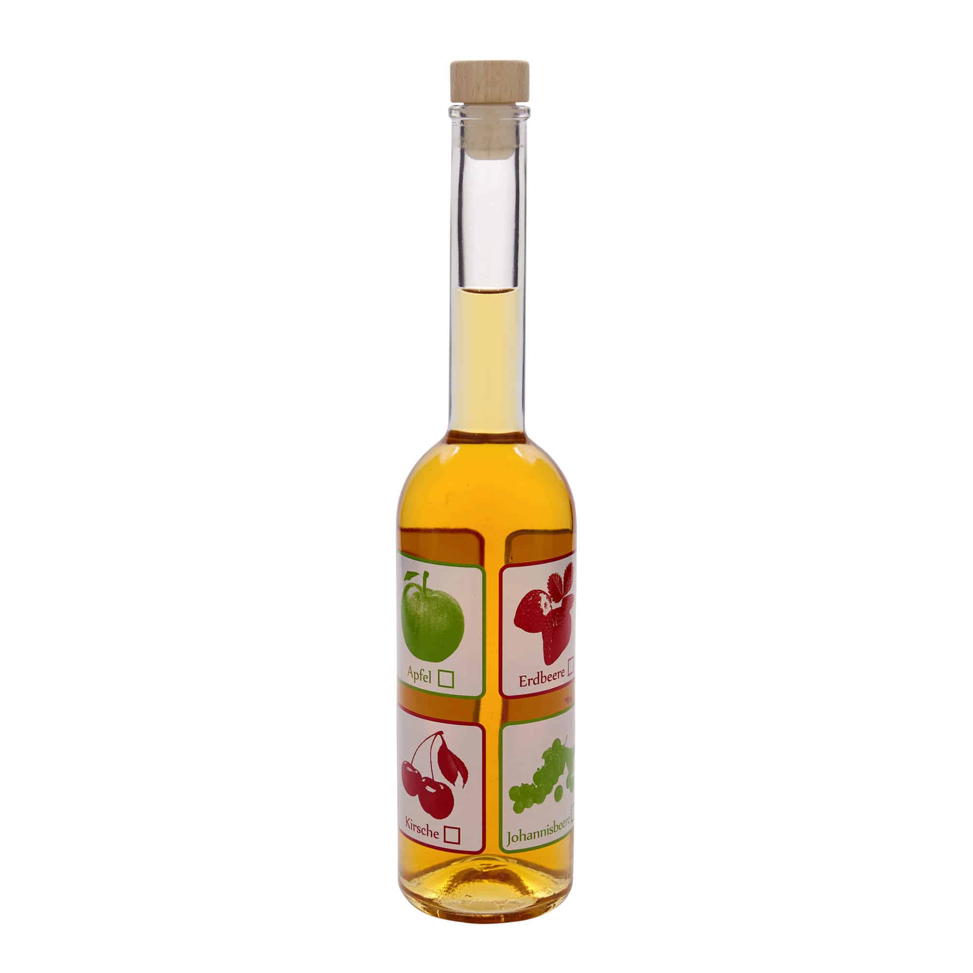 Bouteille en verre 500 ml « Opera », motif : fruits, ouverture : bouchon en liège