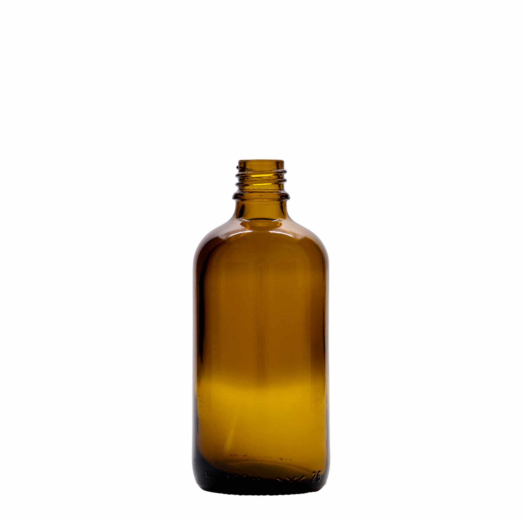 Flacon compte-gouttes 100 ml Médical, verre, brun-rouge, ouverture : DIN 18