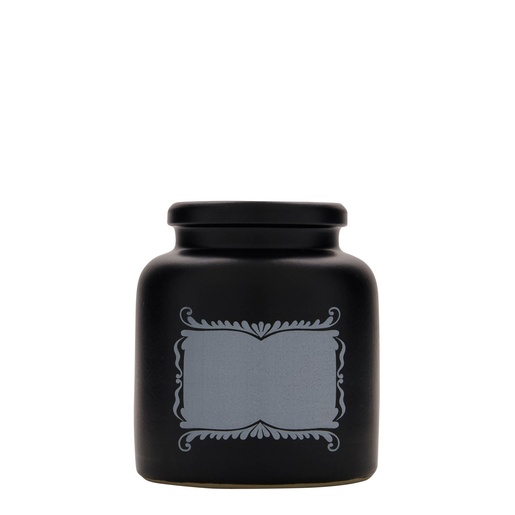 Pot en grès 270 ml, motif : champ d’étiquette, céramique, noir, ouverture : couvercle à emboîtement