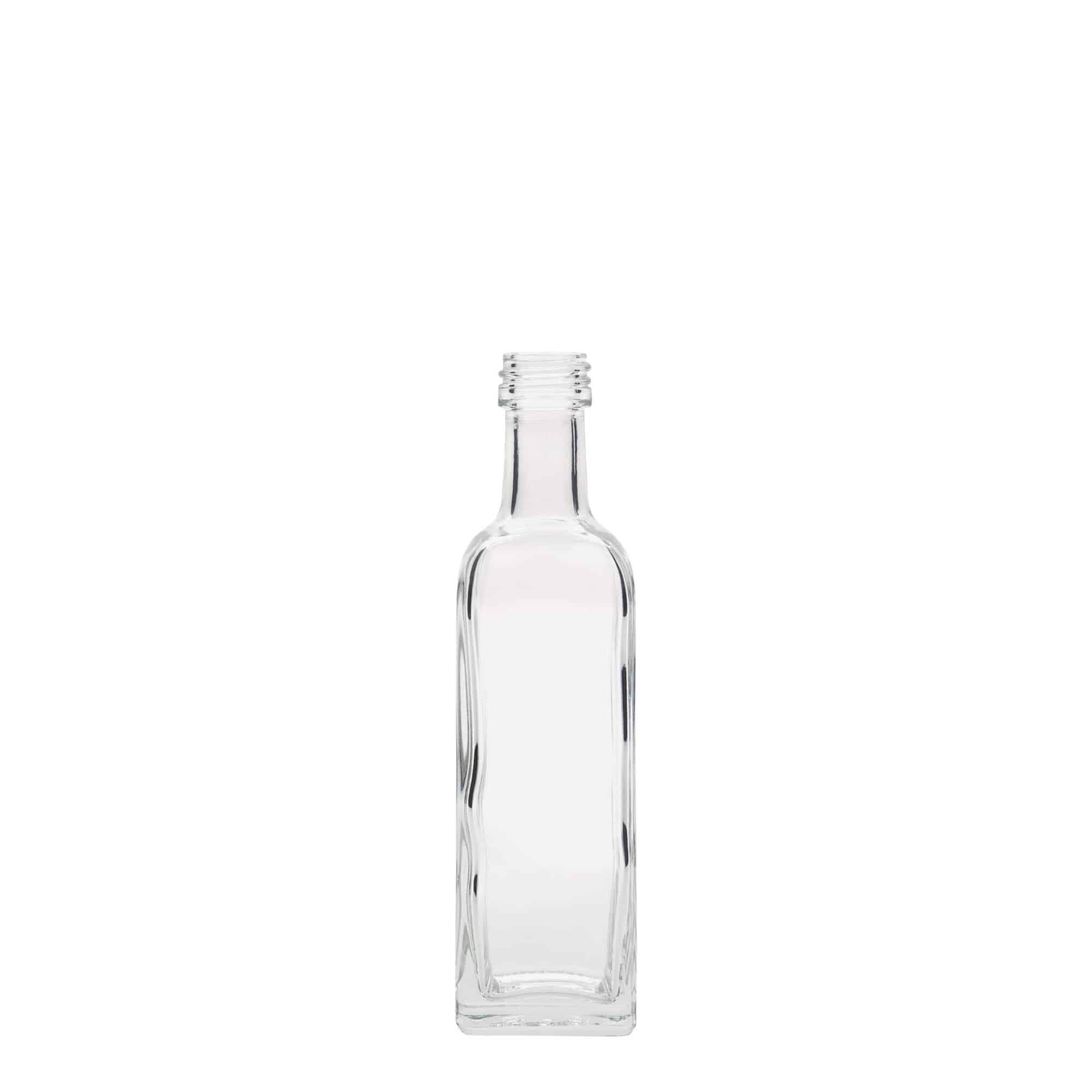 Flacon en verre de 60 ml « Marasca », carré, ouverture : PP 18