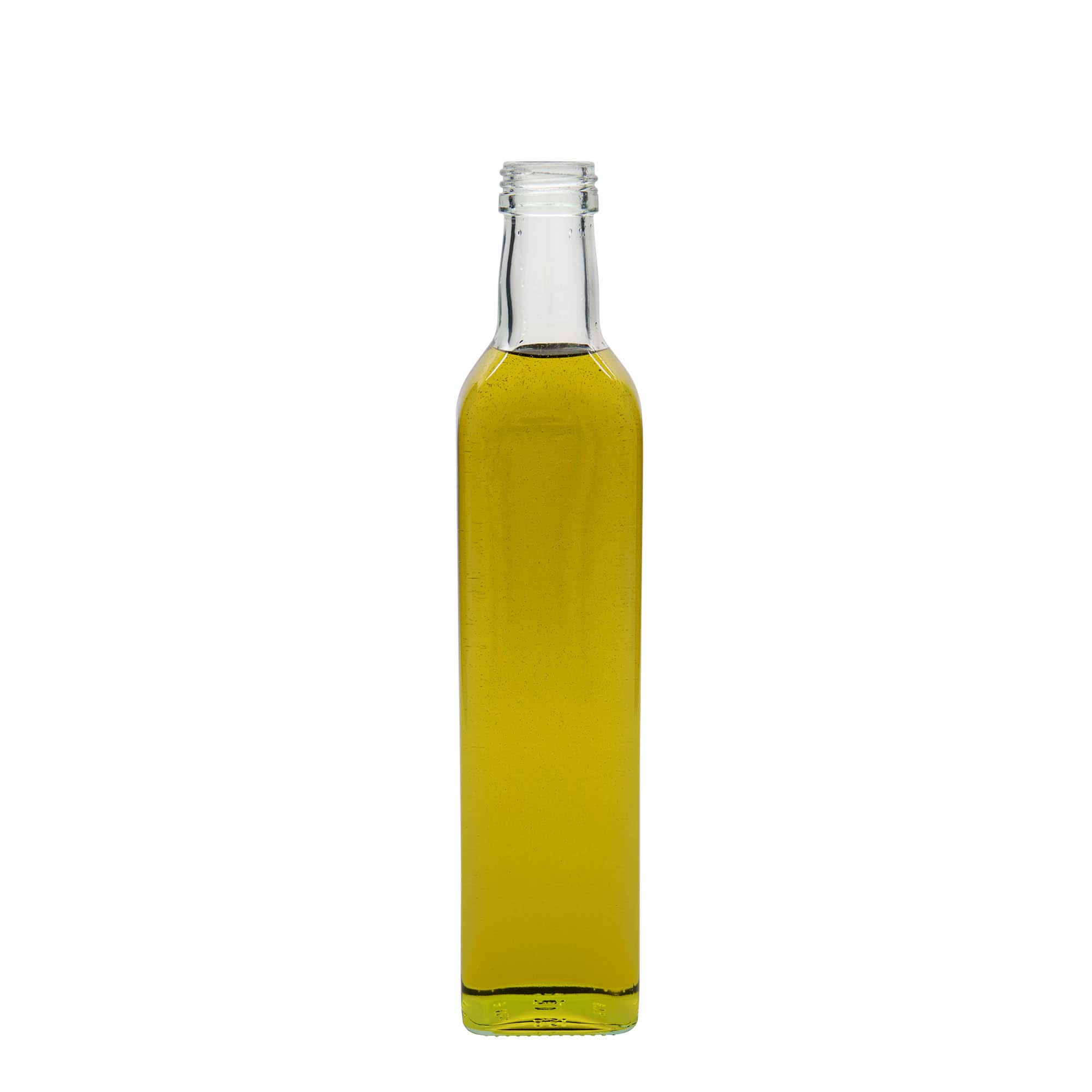 Bouteille en verre 500 ml 'Marasca', carrée, ouverture : PP 31,5 Bouteille en verre 500 ml 'Marasca', carrée, ouverture : PP 31,5