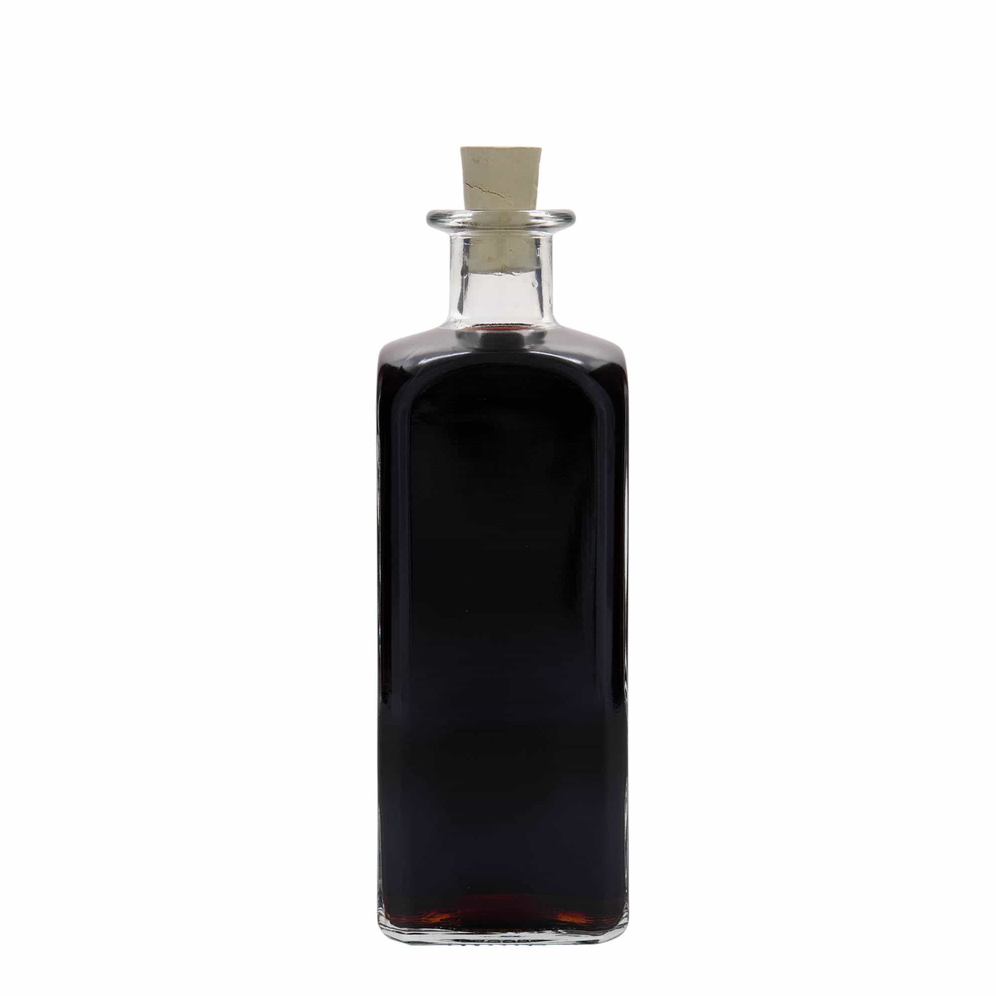 Bouteille en verre apothicaire 'Carré', carrée 500 ml, bouchage: bouchon