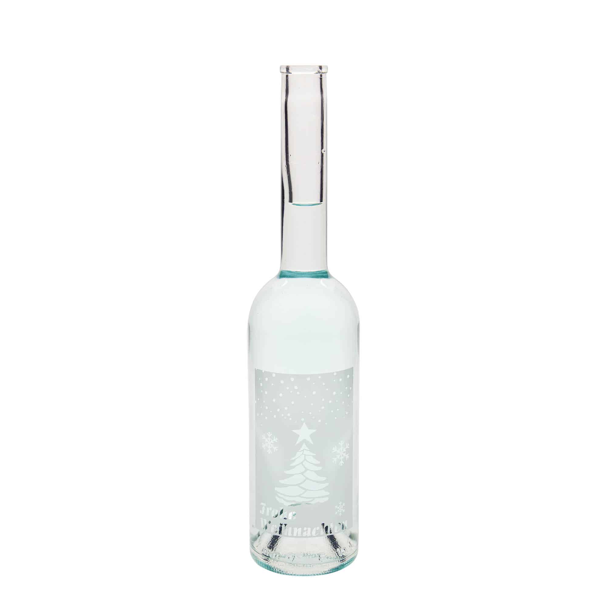 Bouteille en verre de 500 ml « Opera », motif : Noël blanc, ouverture : bouchon en liège