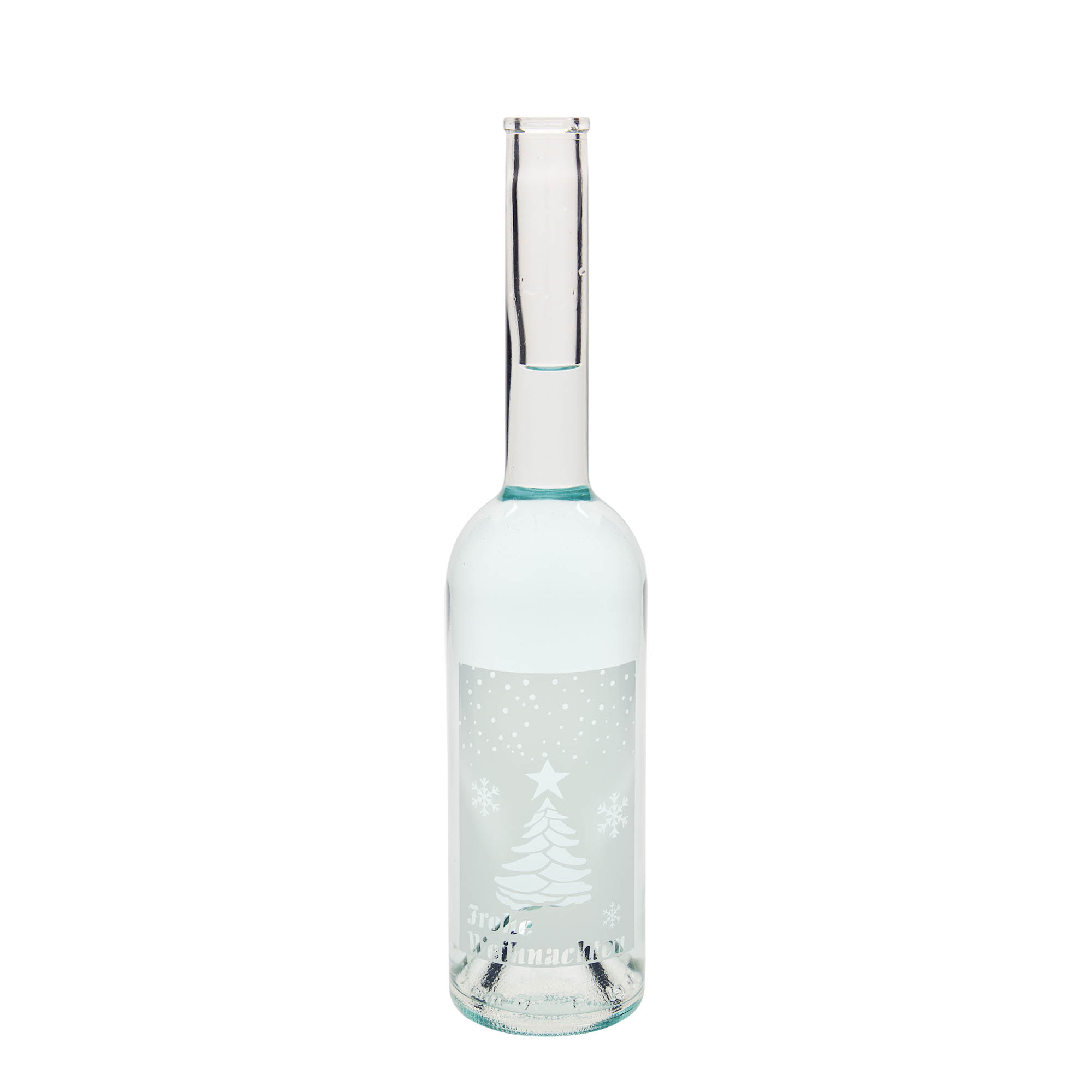 Bouteille en verre de 500 ml « Opera », motif : Noël blanc, ouverture : bouchon en liège