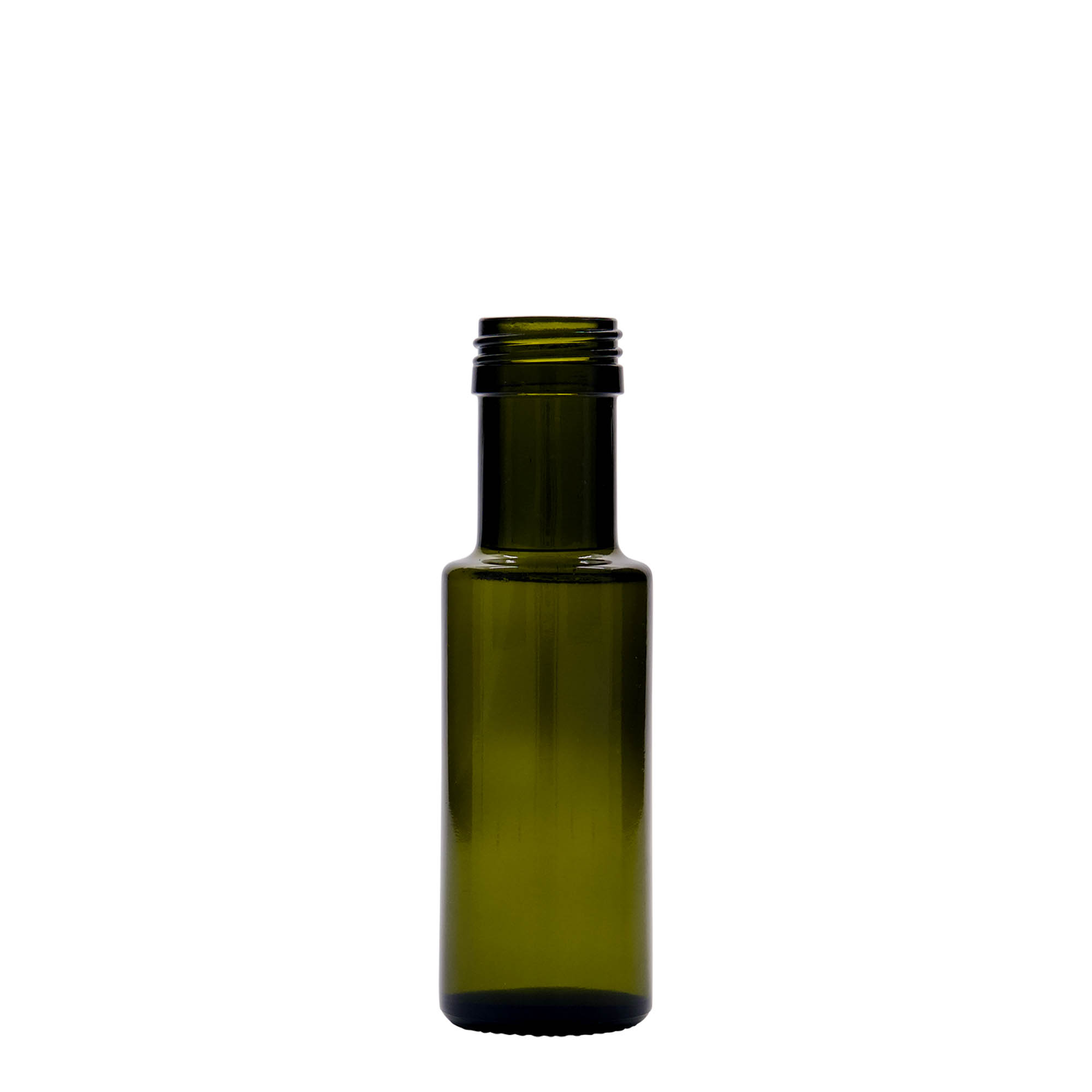 Flacon en verre 100 ml 'Dorica', vert antique, ouverture : PP 31,5 Flacon en verre 100 ml 'Dorica', vert antique, ouverture : PP 31,5