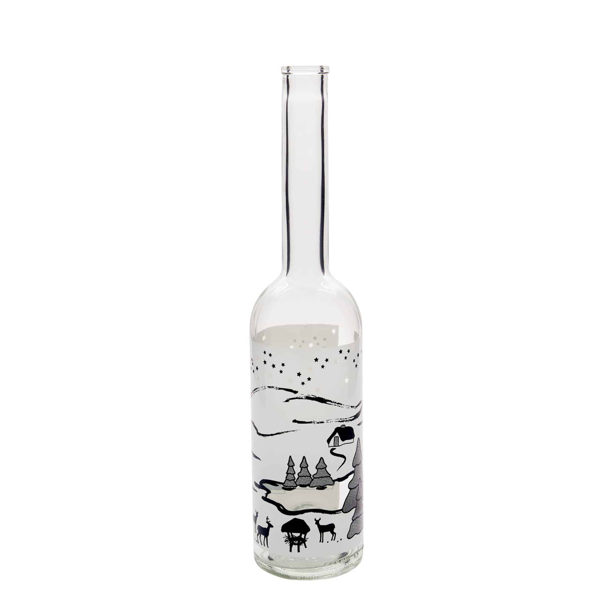 Bouteille en verre 500 ml « Opera », motif : Wintertraum-Bianco, ouverture : liège