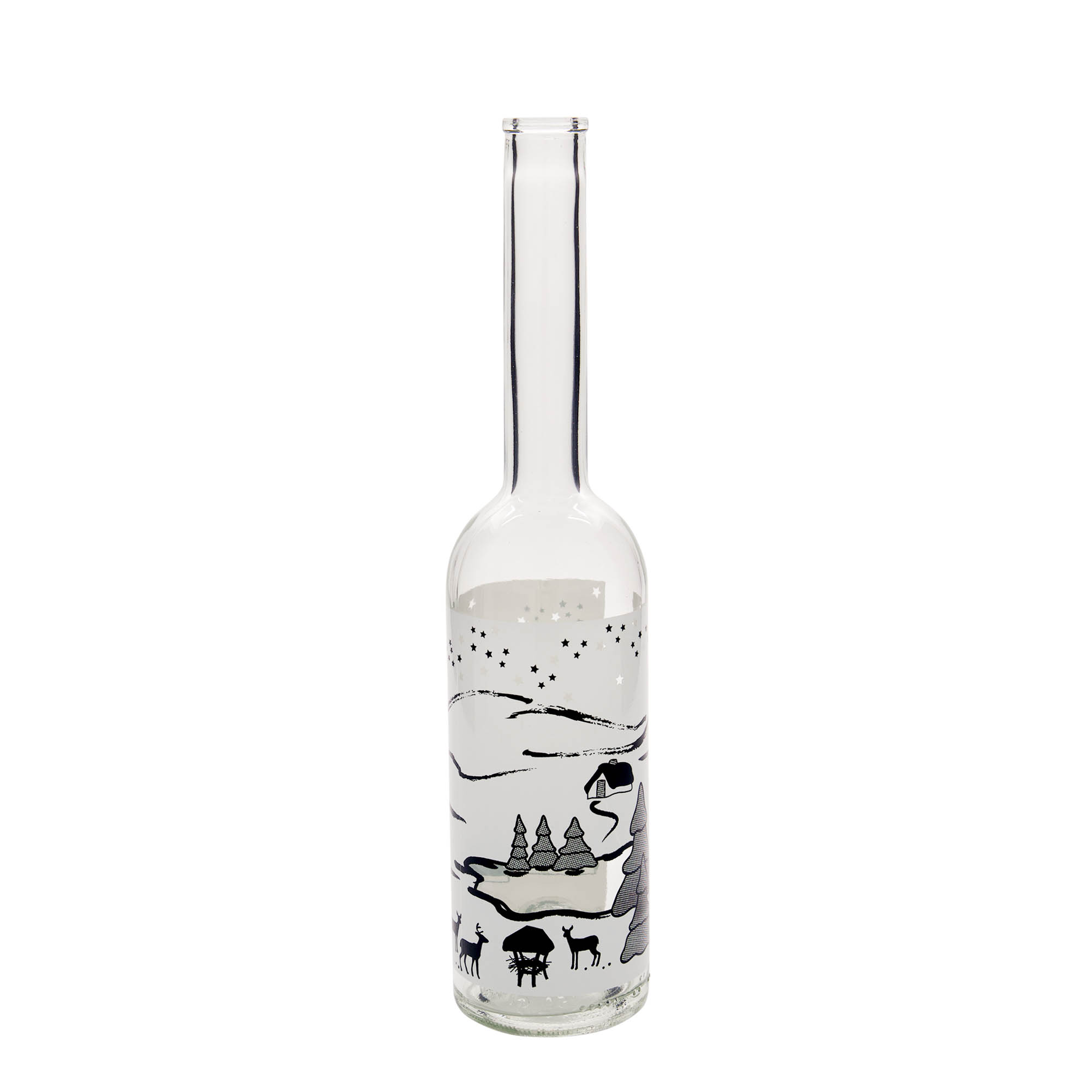 Bouteille en verre 500 ml « Opera », motif : Wintertraum-Bianco, ouverture : liège