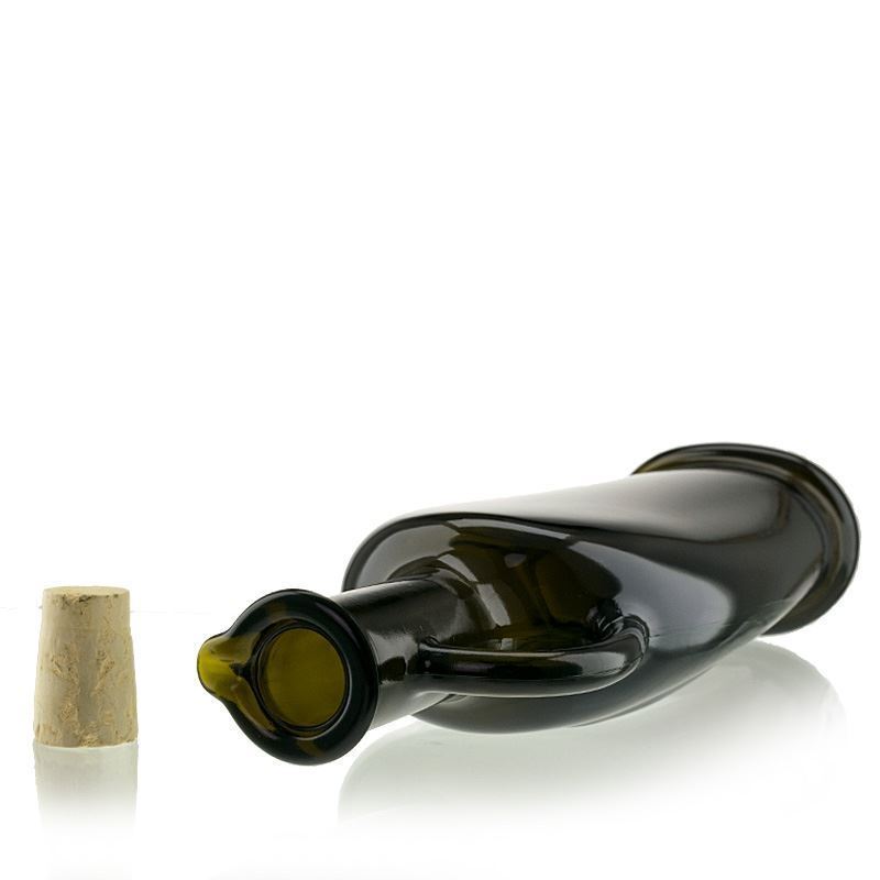 Bouteille en verre 500 ml « Eleganta », ovale, vert antique, ouverture : bouchon en liège