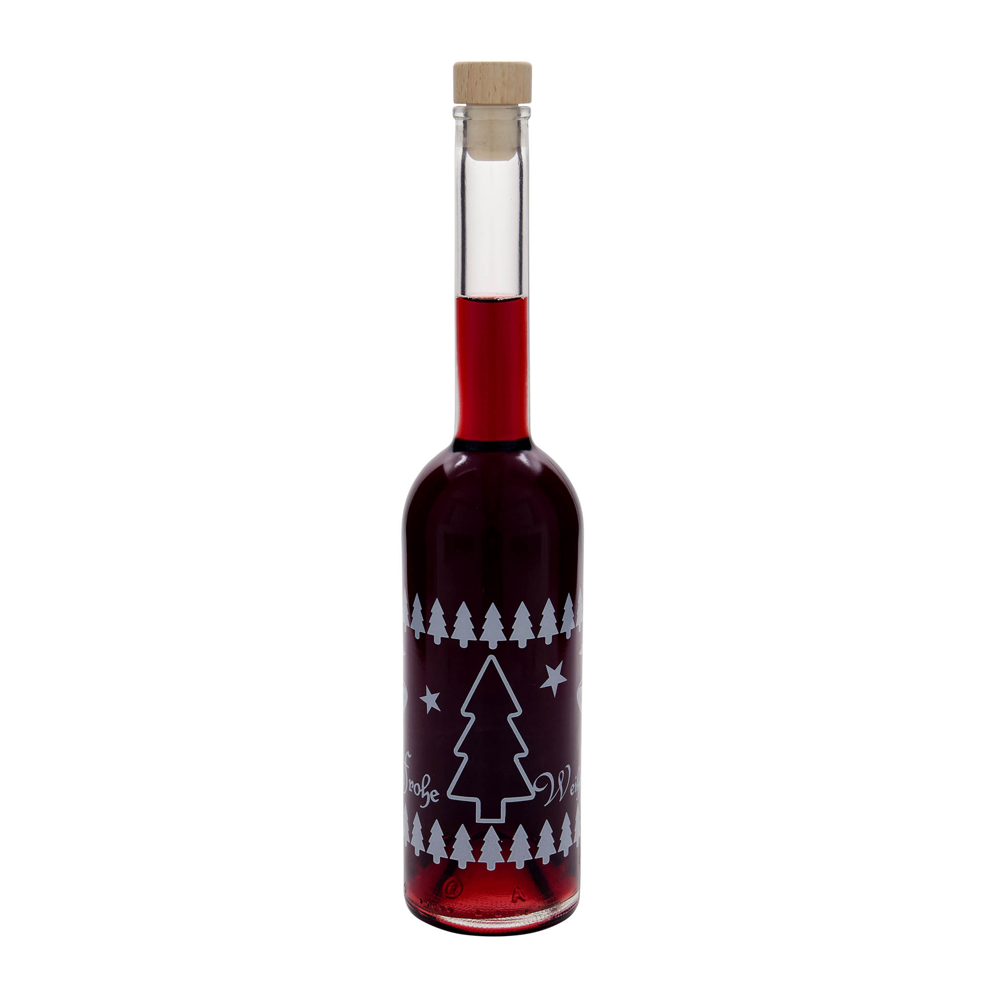 Bouteille en verre 500 ml 'Opera', motif : Noël classique, ouverture : bouchon en liège