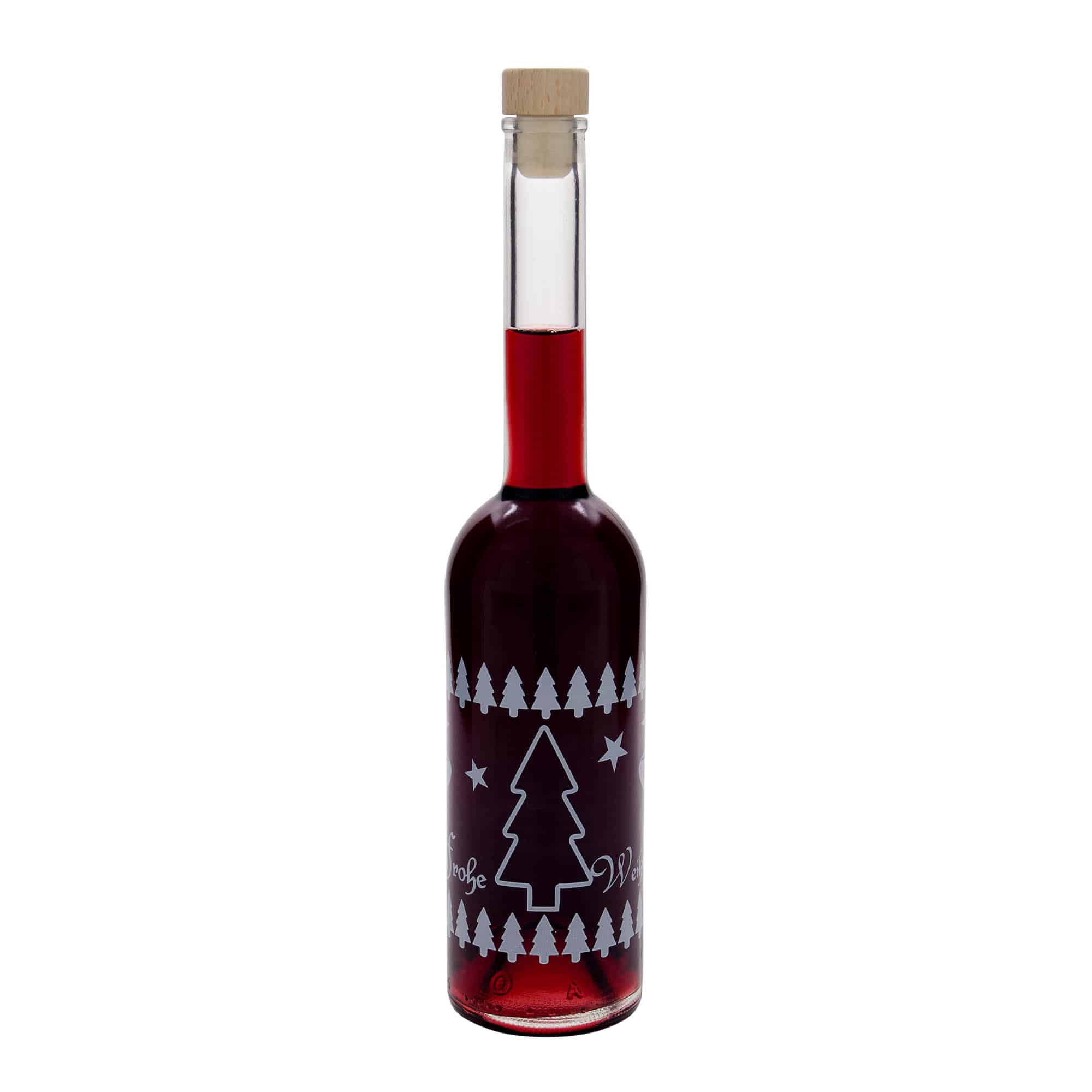 Bouteille en verre 500 ml 'Opera', motif : Noël classique, ouverture : bouchon en liège