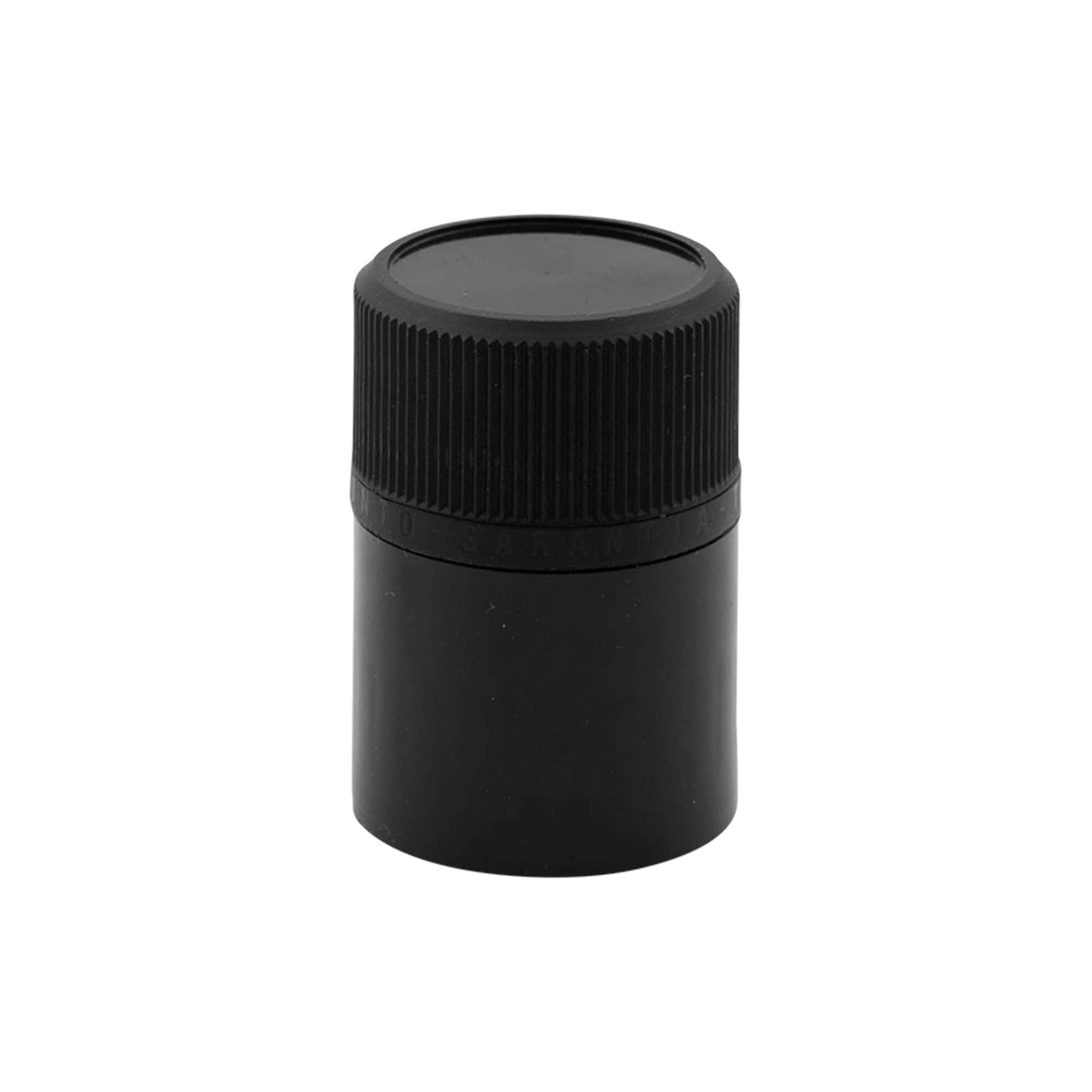 Fermeture d'originalité DOP avec bec verseur, plastique PE, noir