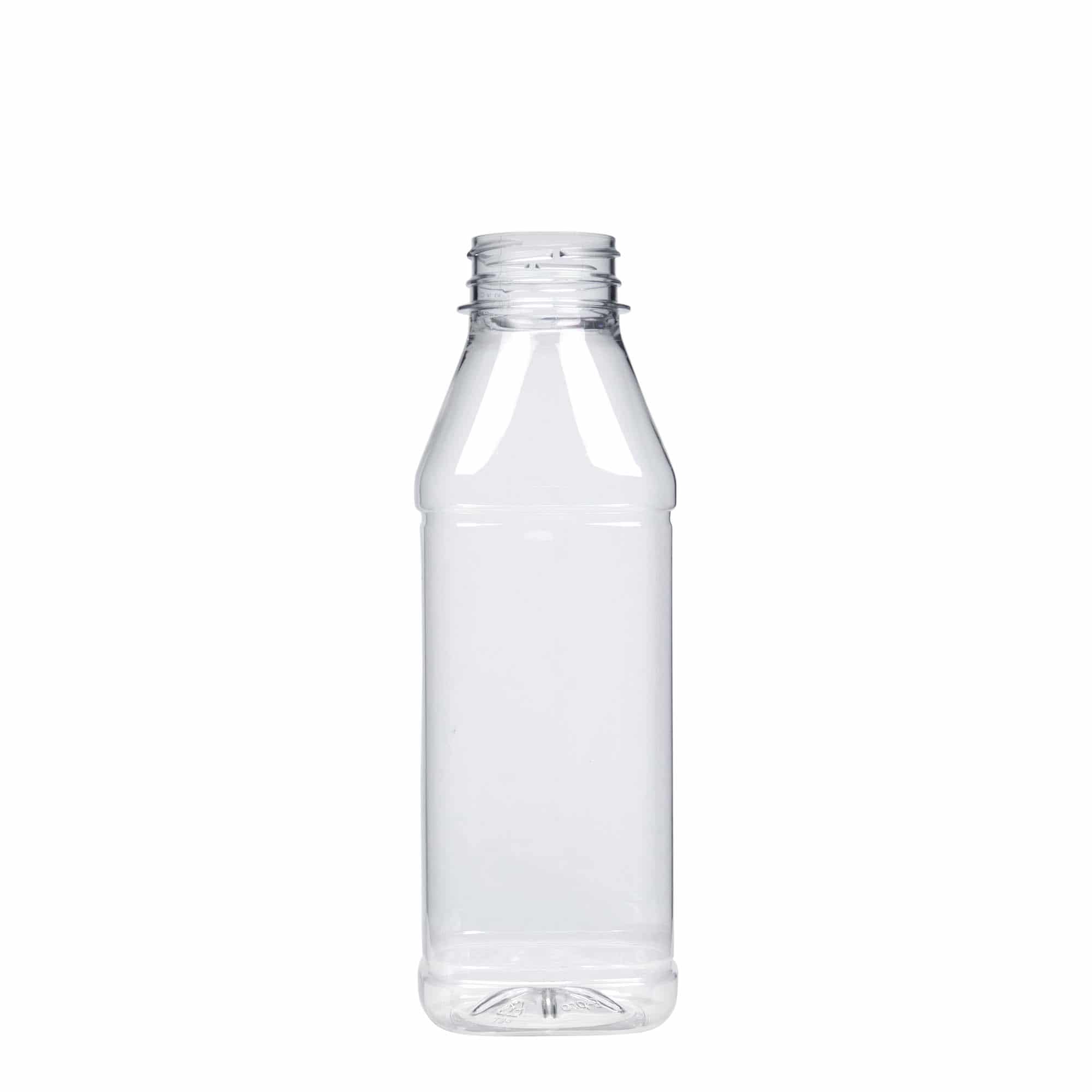 Bouteille PET 500 ml « Milk and Juice Carré », carrée, plastique, ouverture : 38 mm