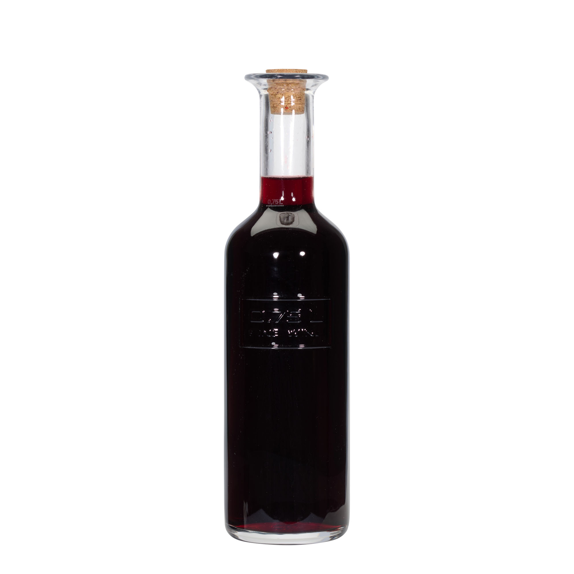 Bouteille en verre 750 ml 'Optima Fine Wine', ouverture : bouchon en liège Bouteille en verre 750 ml 'Optima Fine Wine', ouverture : bouchon en liège